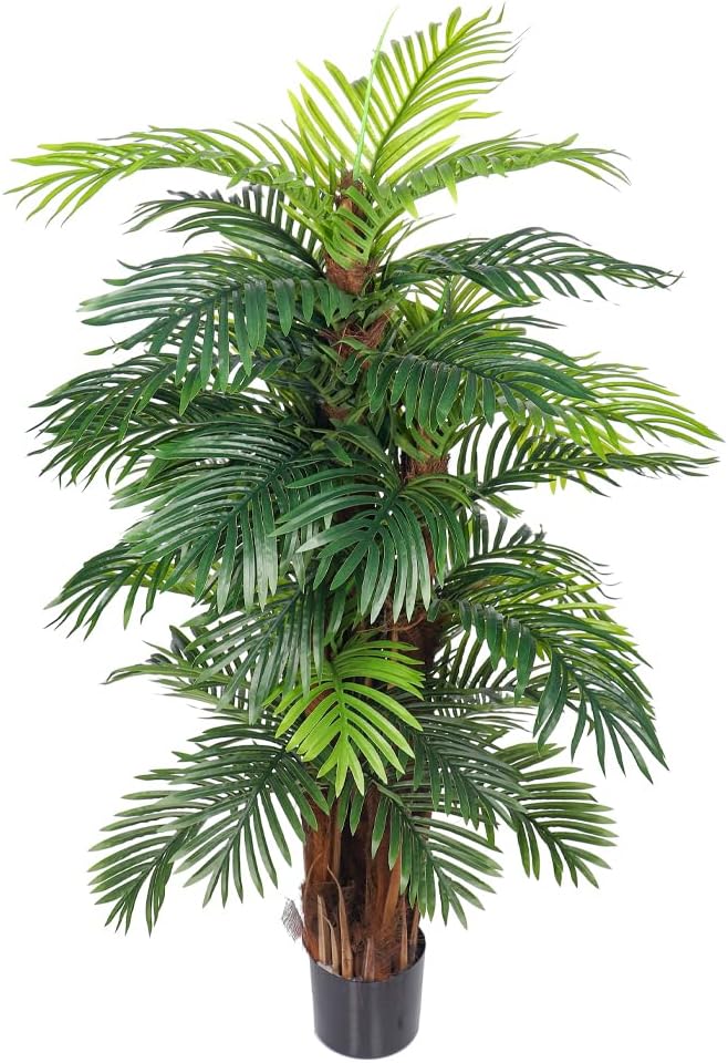 YAHOME Artificial Areca Palm Tree, 150cm Tall Tropical Fake Plants with Pots, Maintenance-Free, Waterproof, UV-Resistant Faux Plants with Green Leaves & Flexible Branches, Ideal for Home Office Patio