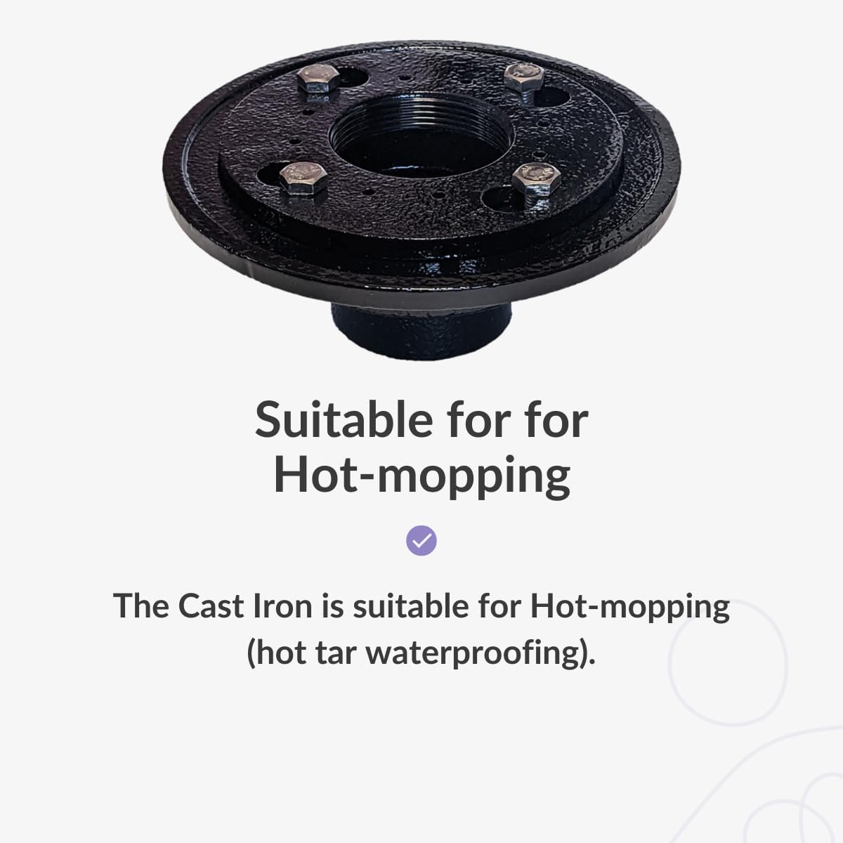 SereneDrains 2 Inch Cast Iron Shower Drain Base for Linear Square Shower Drains Floor Flange Gasket Extension Kit Assembly Pipe Threaded Adjustable Hub Rubber Adapter (Cast Iron + Rubber Fitting)