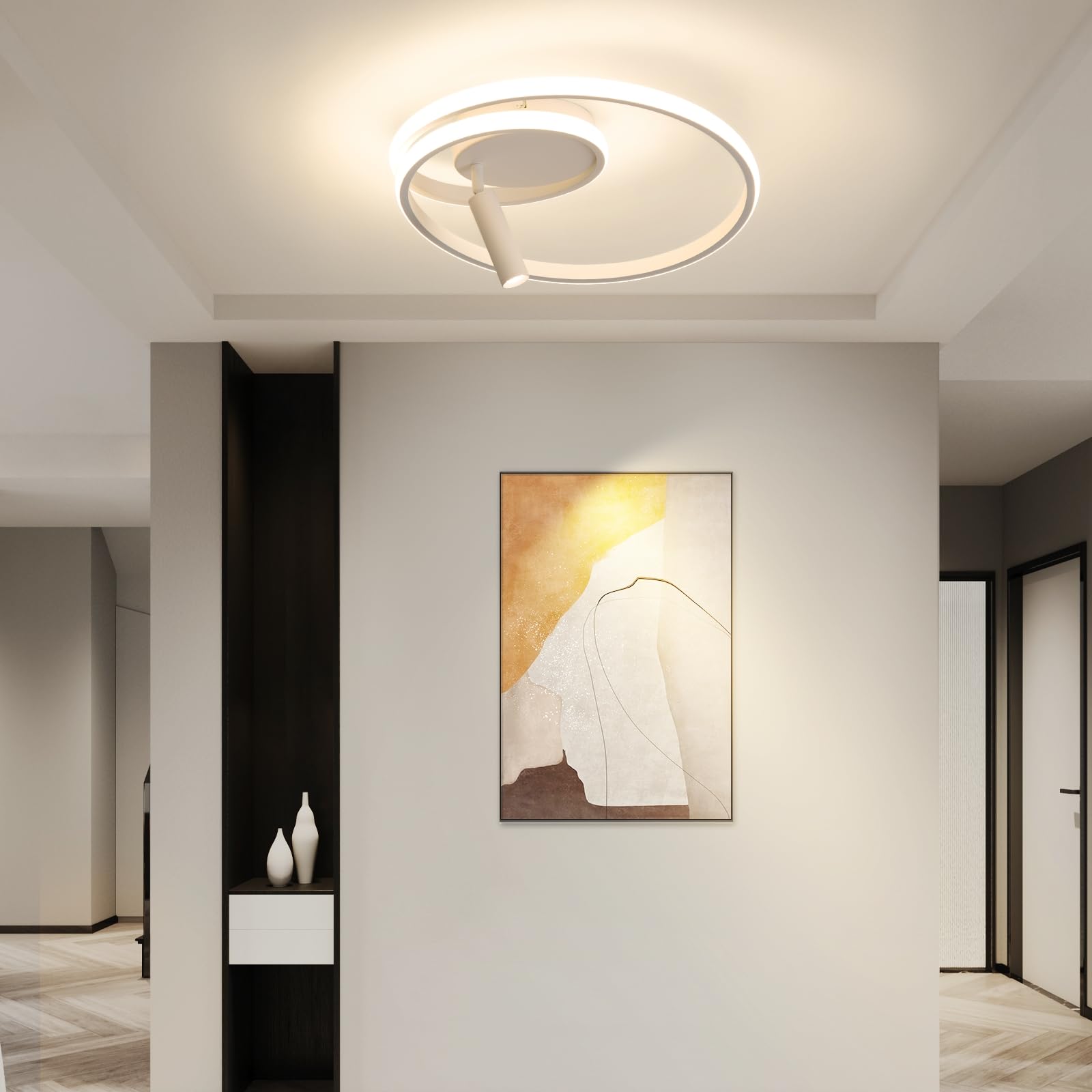 GBLY Lámpara de techo LED regulable: 40 cm, lámpara de dormitorio, diseño moderno, 37 W, lámpara de salón con foco blanco con control remoto, lámpara de cocina para dormitorio, casa, apartamento