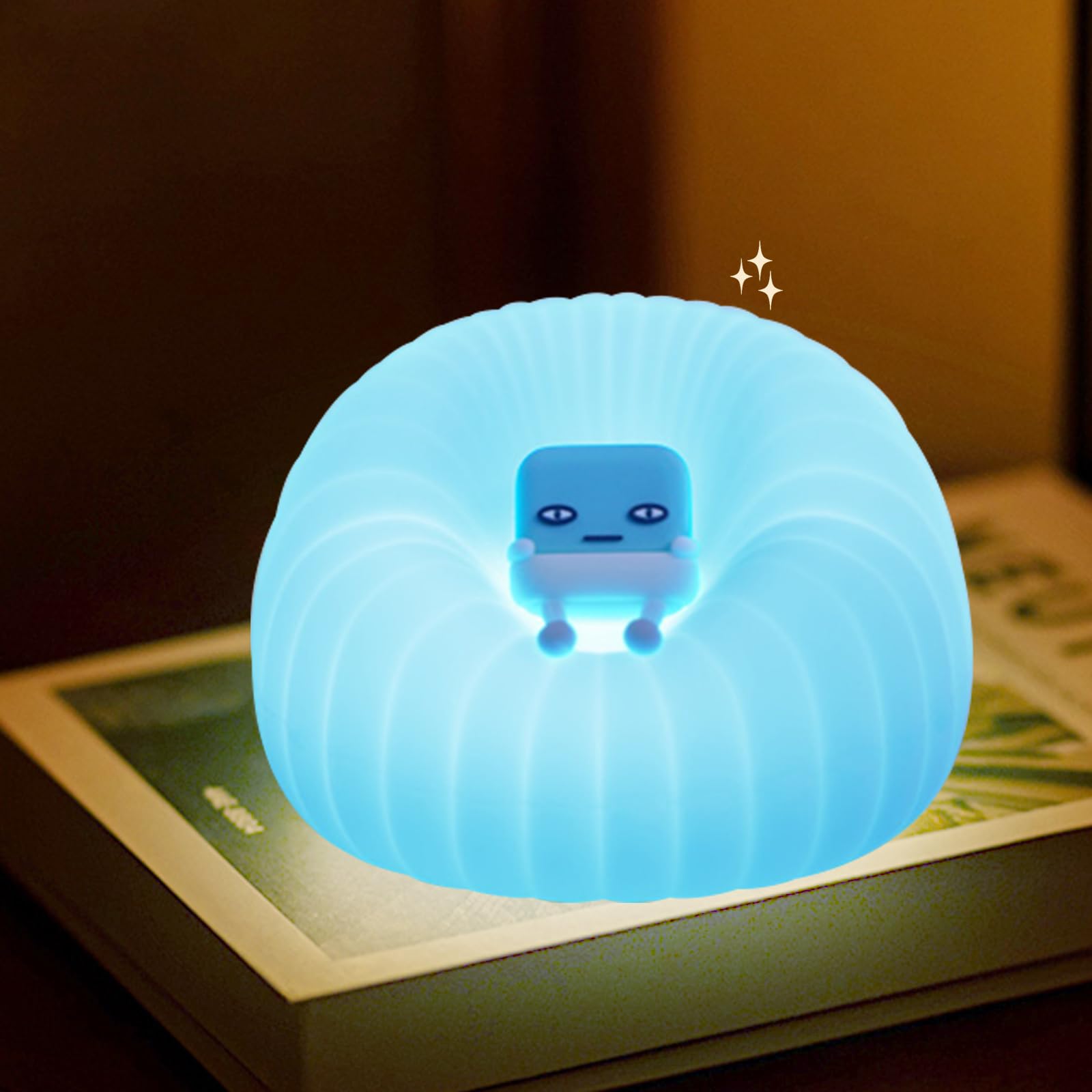 Cute Sofa Night Light for Kids - Dimmable Silicone Touch Lamp with Timer, Portable Squishy Night Light for Baby Nursery Rechargeable Sofa Lamps Lights for Kids Room Decor Gifts for Toddler (Blue)