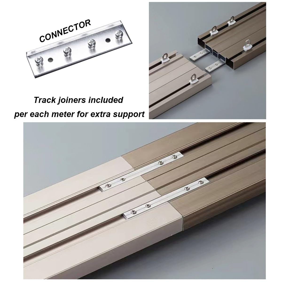 Ensemble de Rails à Rideaux pour Plafond, Rail à Double Rideau en Aluminium avec Rouleau Silencieux, Rail de Plafond pour cloison de séparation, Salon, Salle de Bain
