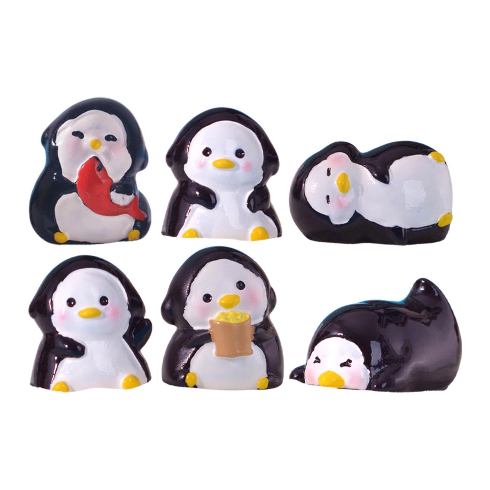 6x6 Piezas Mini Figuras de Pingüinos Adornos de Escritorio Decoración de Maceta Accesorios para Casas de Muñecas de Bonsáis DIY St, 6 Piezas
