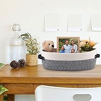 Vista 8 de Cesta pequeña tejida de cuerda de algodón para papel higiénico, cestas para organizar, cesta decorativa para decoración boho, pequeña cesta de Blanco