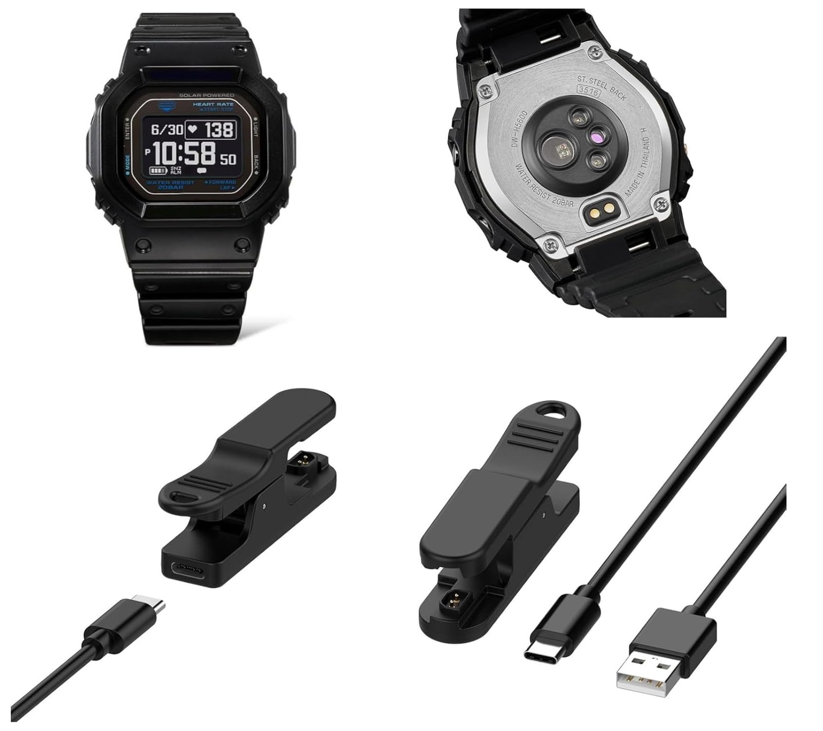 Zapasowa ładowarka USB 100 cm kabel do ładowania do Casio G-Shock GBD-H2000 DW-H5600 Smartwatch