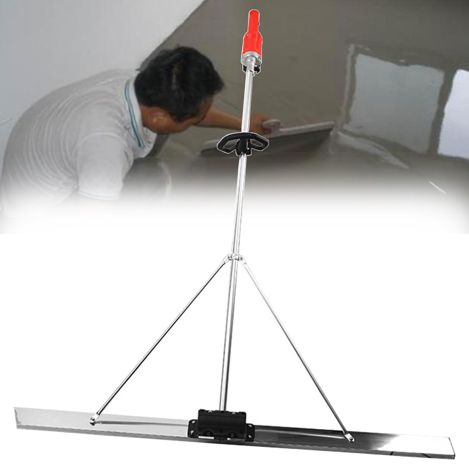 NYANS Kit de Vibración de Regla de Hormigón Eléctrica, Herramienta de Acabado de Hormigón de Acero Inoxidable, 1200W Todo el Motor de Cobre, Máquina Niveladora de Hormigón de Mano,2 Battery