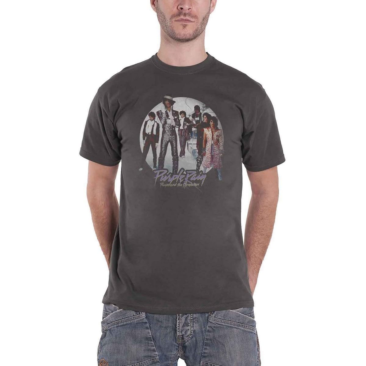 Prince T Shirt Purple Rain Circle Logo Official Charcoal Grey M