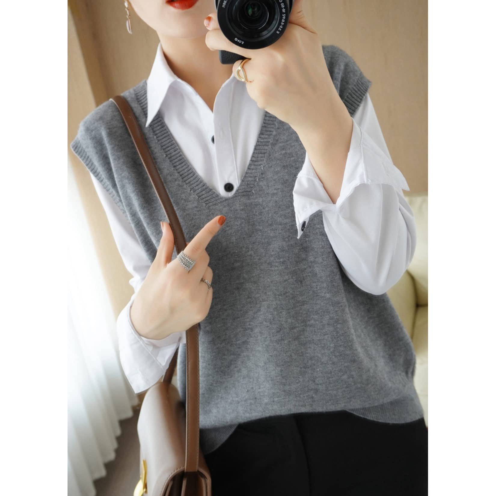 Femmes Solid Pull Gilet Savoule sans Manches V Tabarrer De Sauteur en Tricot en Tricot Gilets