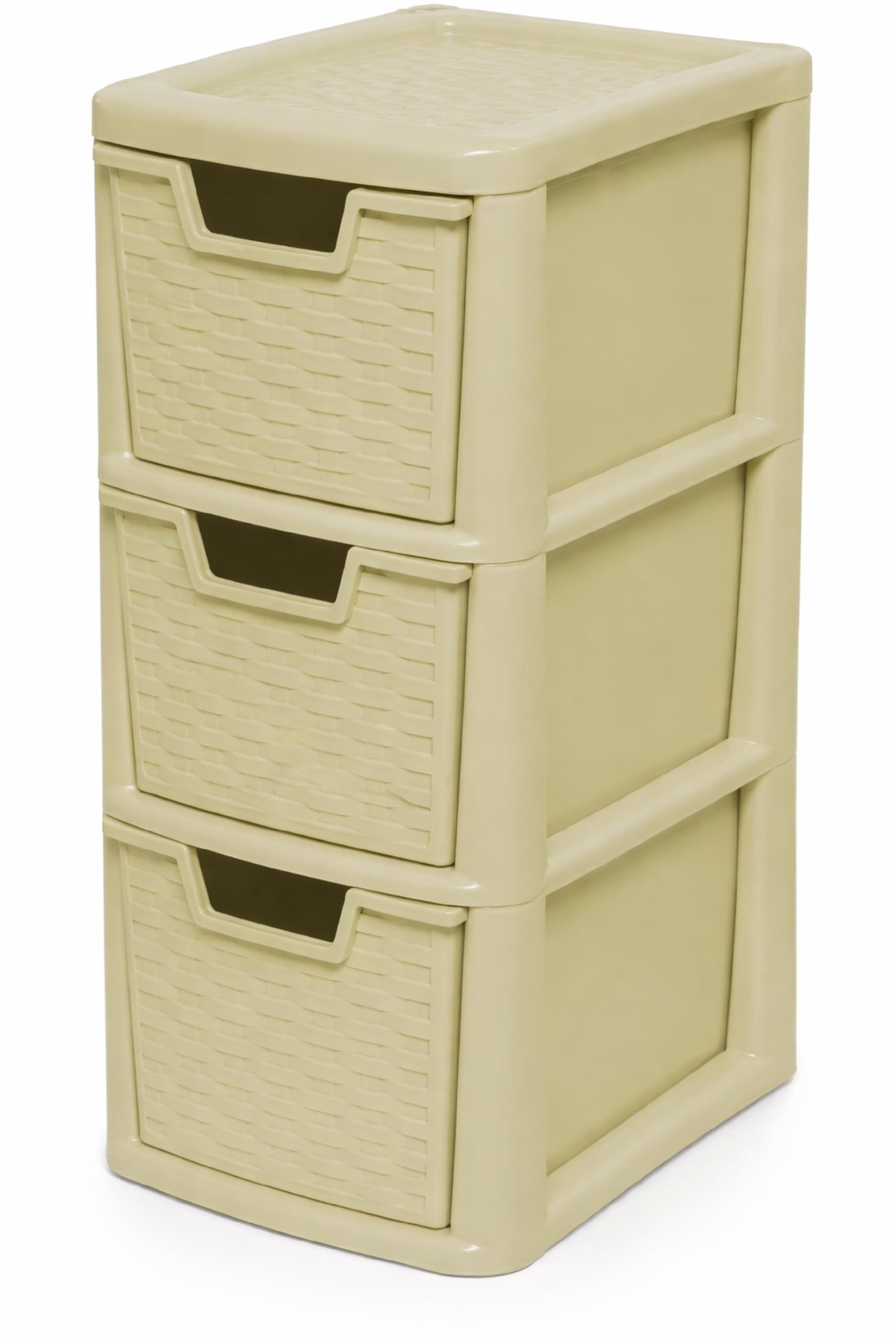 ELMORA'Z 3 Drawer Plastic Storage Organizer Medium For home Kitchen Office Stationary Desktop Table Tower Unit Small Chest Of Drawer 3 Tier A 5 Clear Height 47cm Depth 25cm Width 19cm (Cream) — image 1
