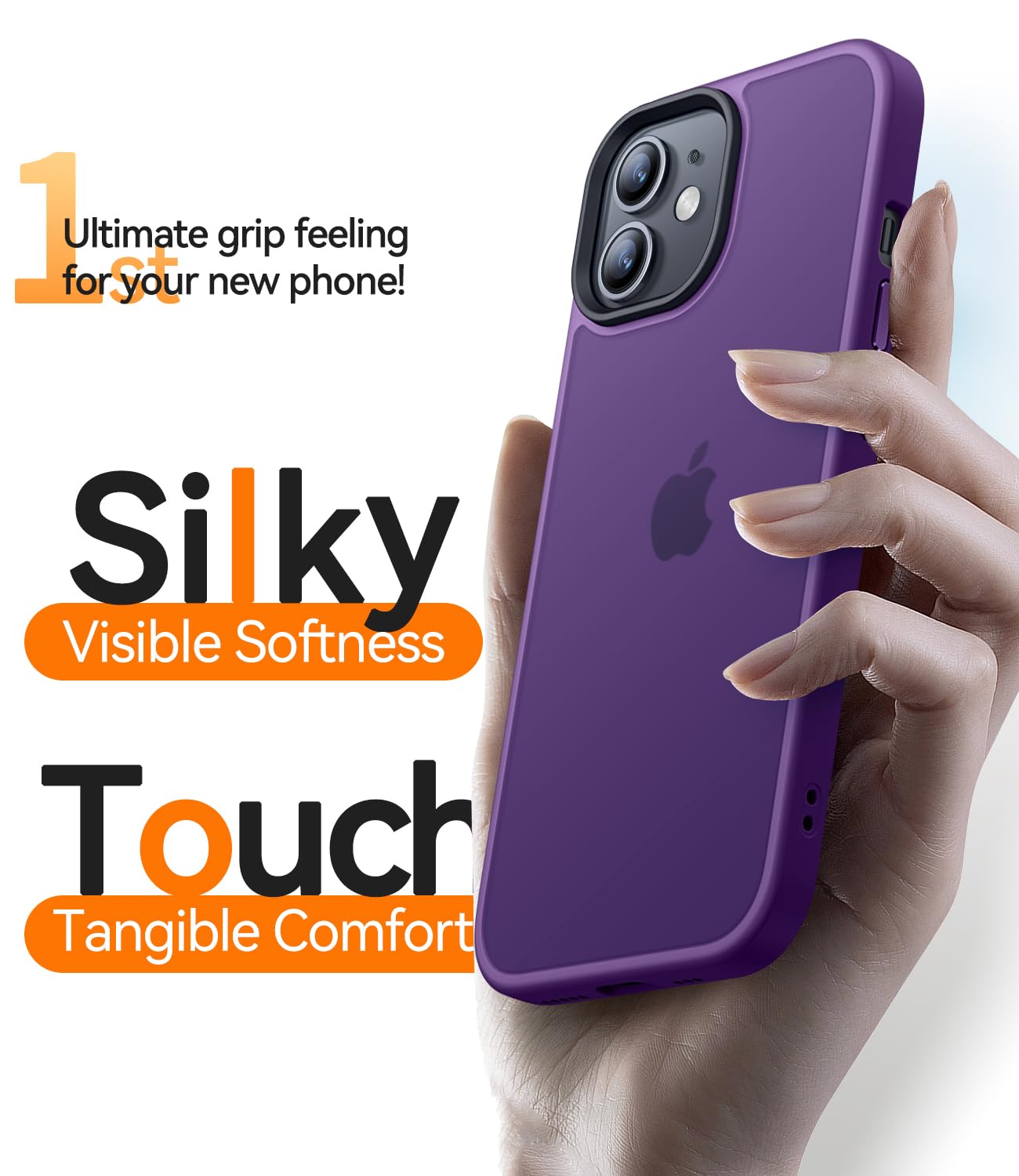 CANSHN Cover Opaca per iPhone 11, [Bordi Quadrati] Custodia Traslucida Opaca Protettiva Sottile Antiurto per iPhone 11 6,1 pollici - Viola Scuro