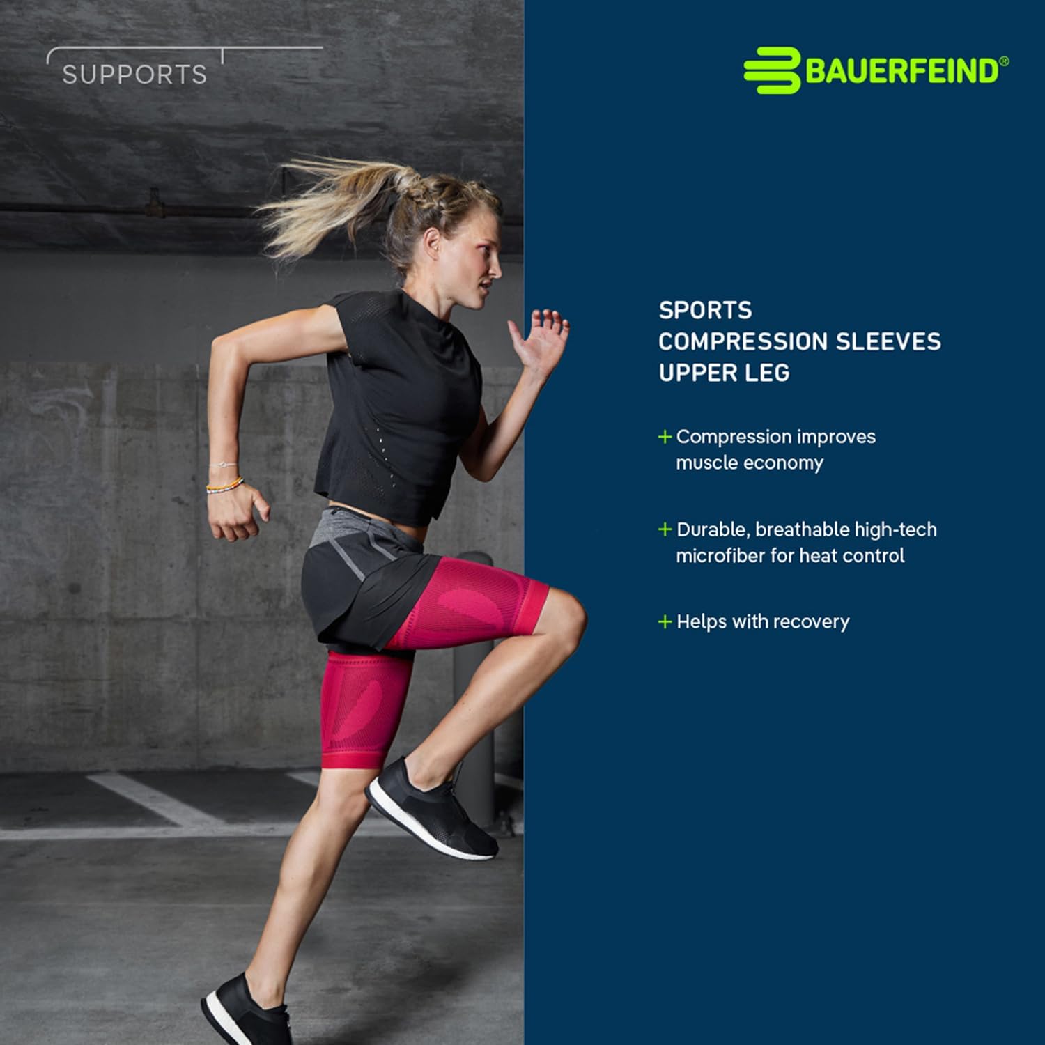 Bauerfeind Sports Compression Upper Leg Sleeves (1 Pair) - Thigh & HamstringCompression for Improved Blood Circulation