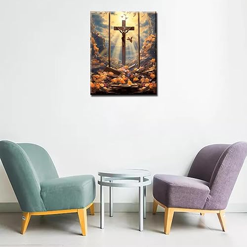 Miniatura 4 de Pintura de bricolaje por números para adultos con cruz de Jesús, pintura al óleo digital para bricolaje, pintura acrílica, arte de pared de Dios