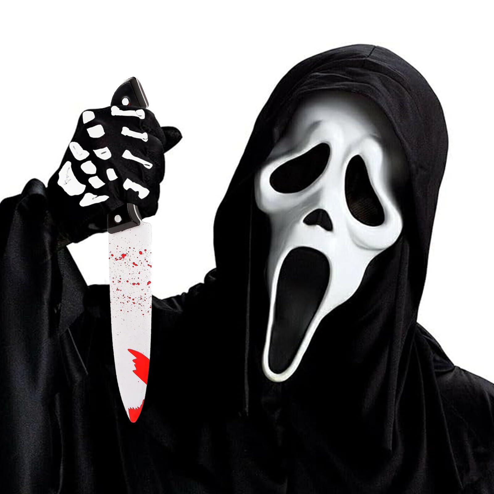 Scream Mask Adult, Halloween Ghost Face Mask for Unisex Halloween Cosplay