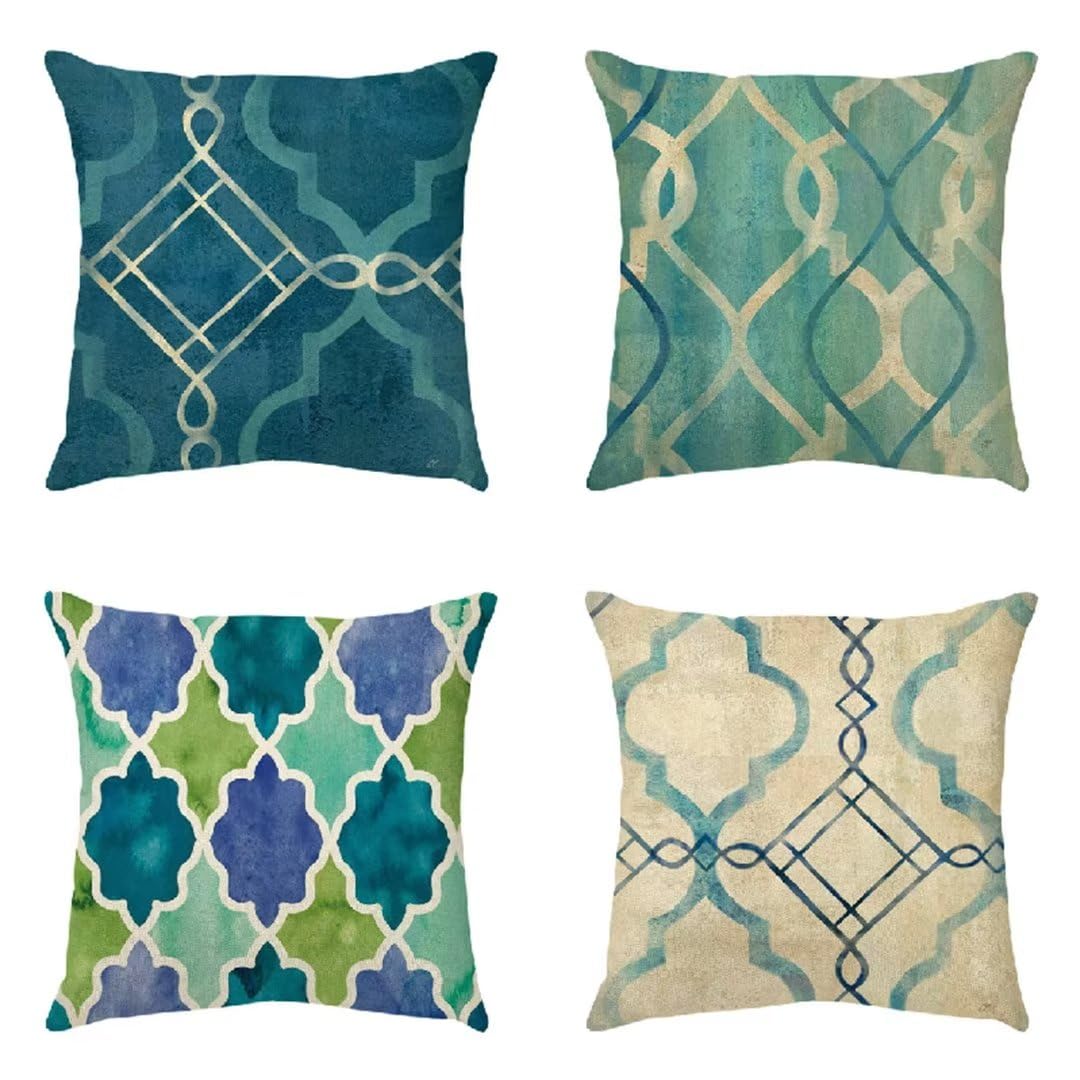 Funda de Almohada 50x50 cm Gasolina Fundas Cojines Sofa Juego de 4 Funda Cojin Super Suave Almohada Cojin, Geométrico Funda Cojines Cama con Cremallera Oculta para Sala de Estar Sofá Dormitorio R607
