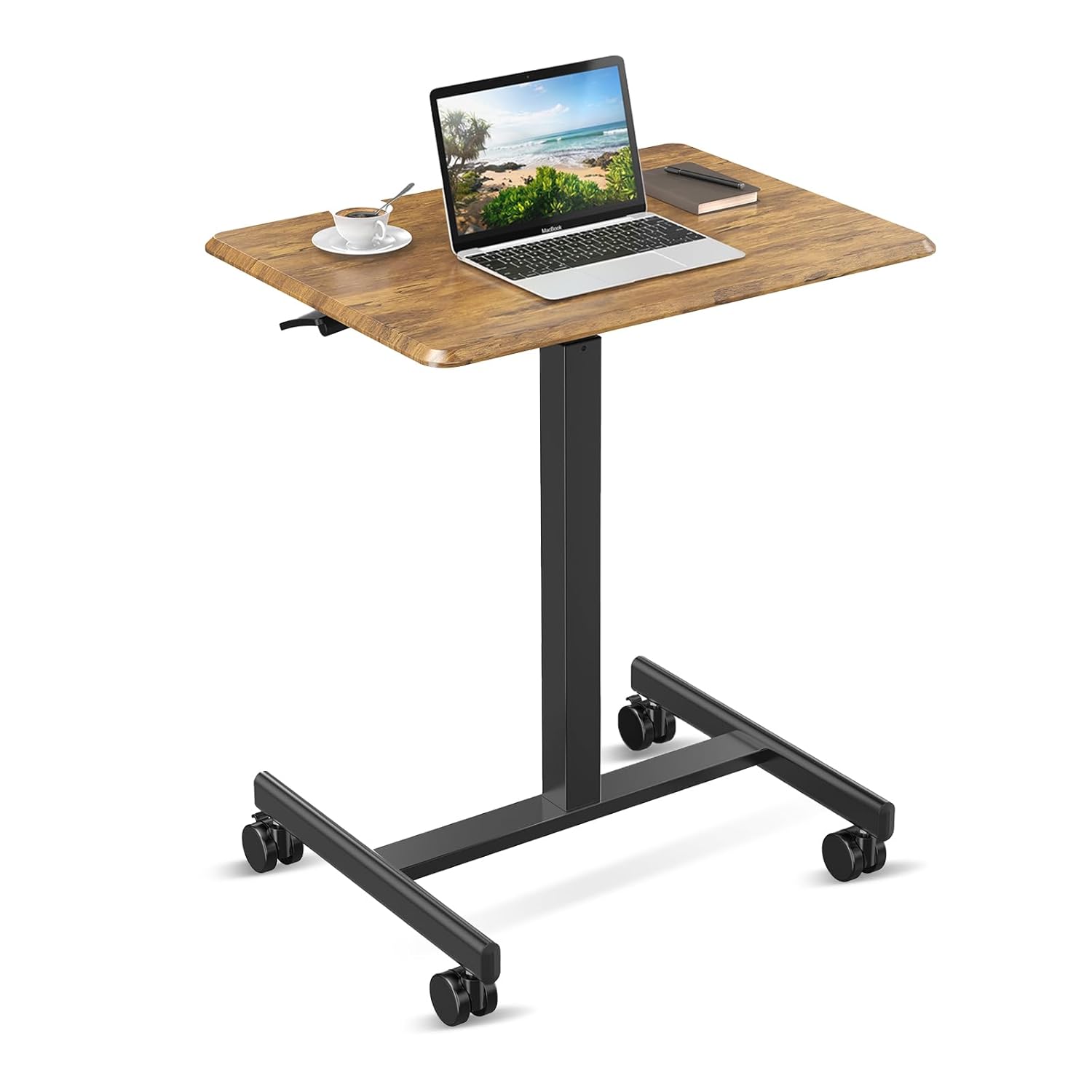 YSSOA Mobile Small Standing Desk - Rolling Desk with Adjustable Height and Lockable Wheels Sit-Stand Laptop Table Portable