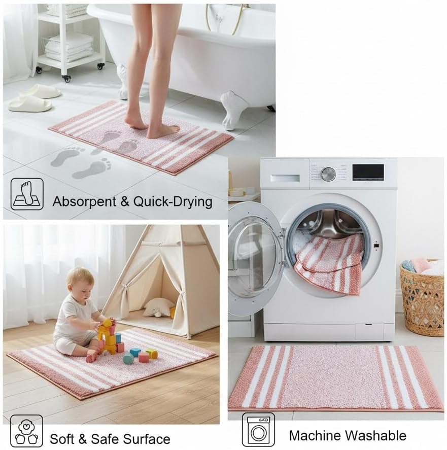 Non Slip Bathroom Mats for Quick Drying Machine Washable Rugs Soft Bath Mat in Modern Design for Luxurious Style in Bathroom