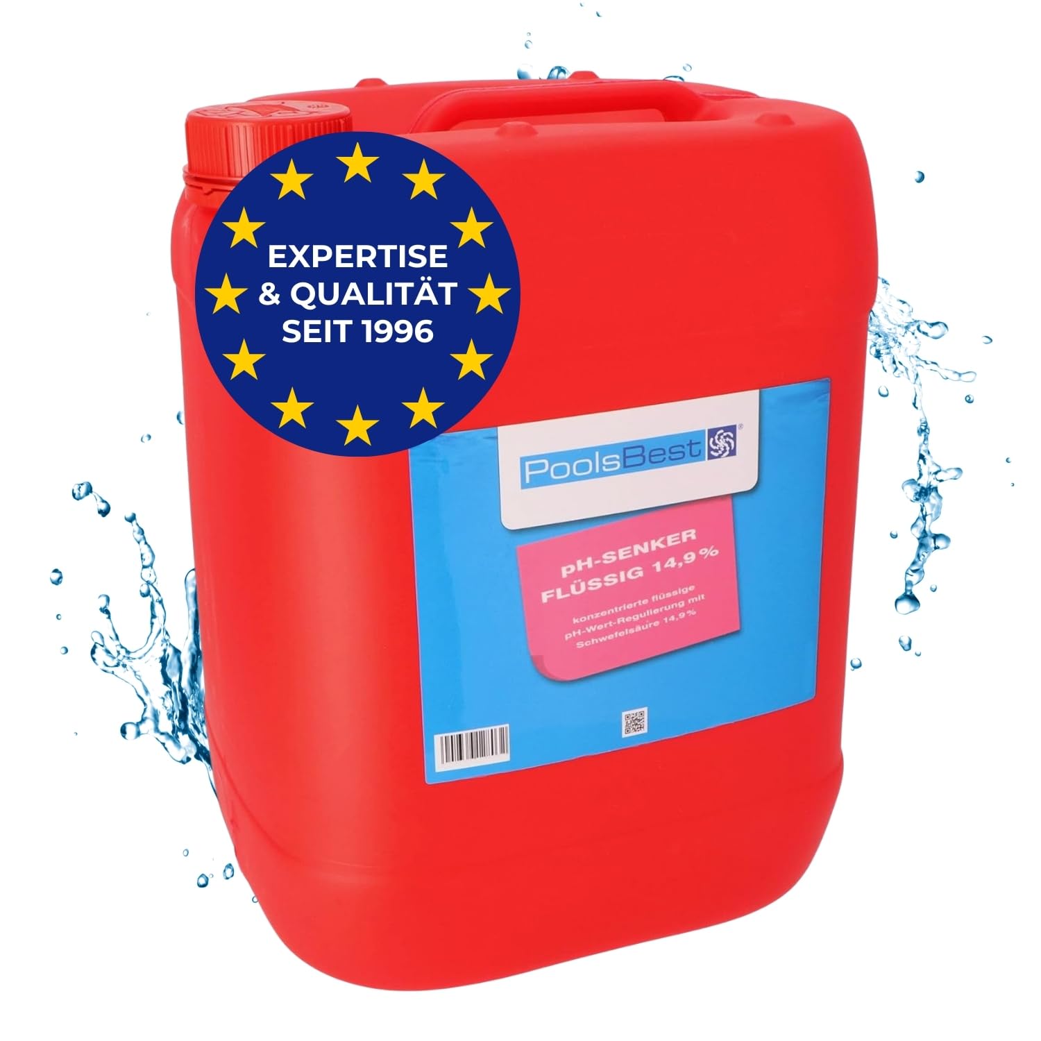 PoolsBest pH Senker flüssig 22 kg pH-Minus 14,9% Schwefelsäure pH-Wert Regulierung für Pools