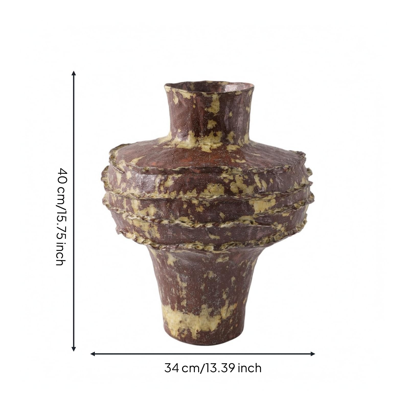 Jarrón Artístico Jarrón Decorativo Florero Escultural Jarrón de Cerámica con Cuello Estrecho y Cuerpo Textura Hecha a Mano Adecuado para Sala de Estar, Rojo Ladrillo, 29.5 29 H34cm
