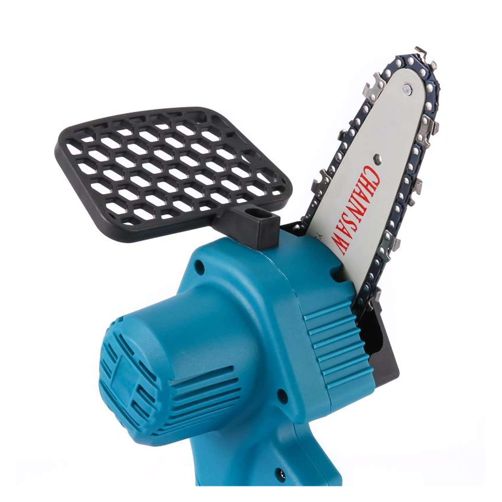 Przystosowany do baterii 24V akumulatorowa elektryczna piła łańcuchowa z baterią litową przenośne elektronarzędzie do cięcia drewna Narzędzie DIY(Blue with 2 battery)