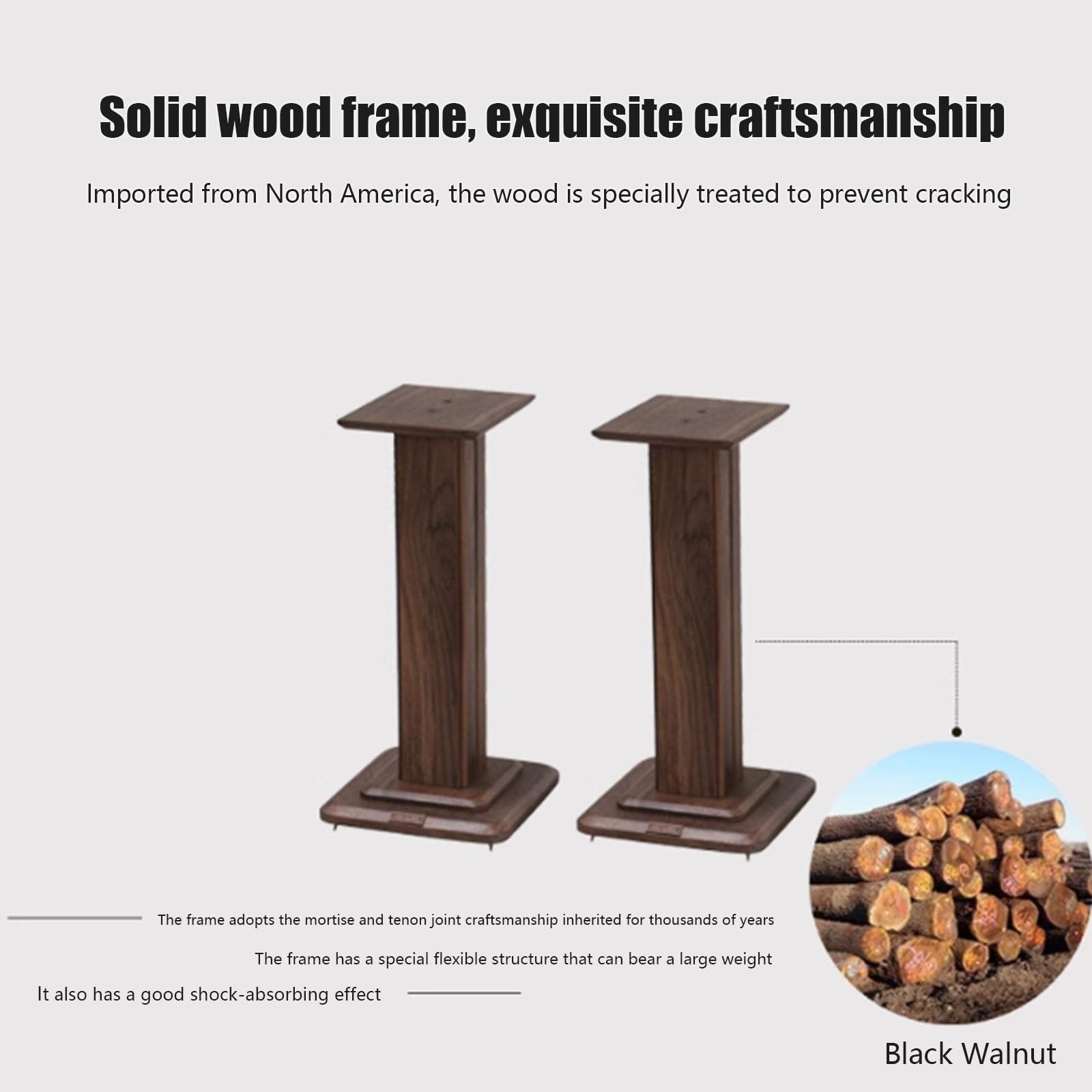 Support D'enceinte en Bois Massif - Support Audio Haut De Gamme pour Home Cinéma Et Systèmes Audio Surround(28 * 28 * 20cn)
