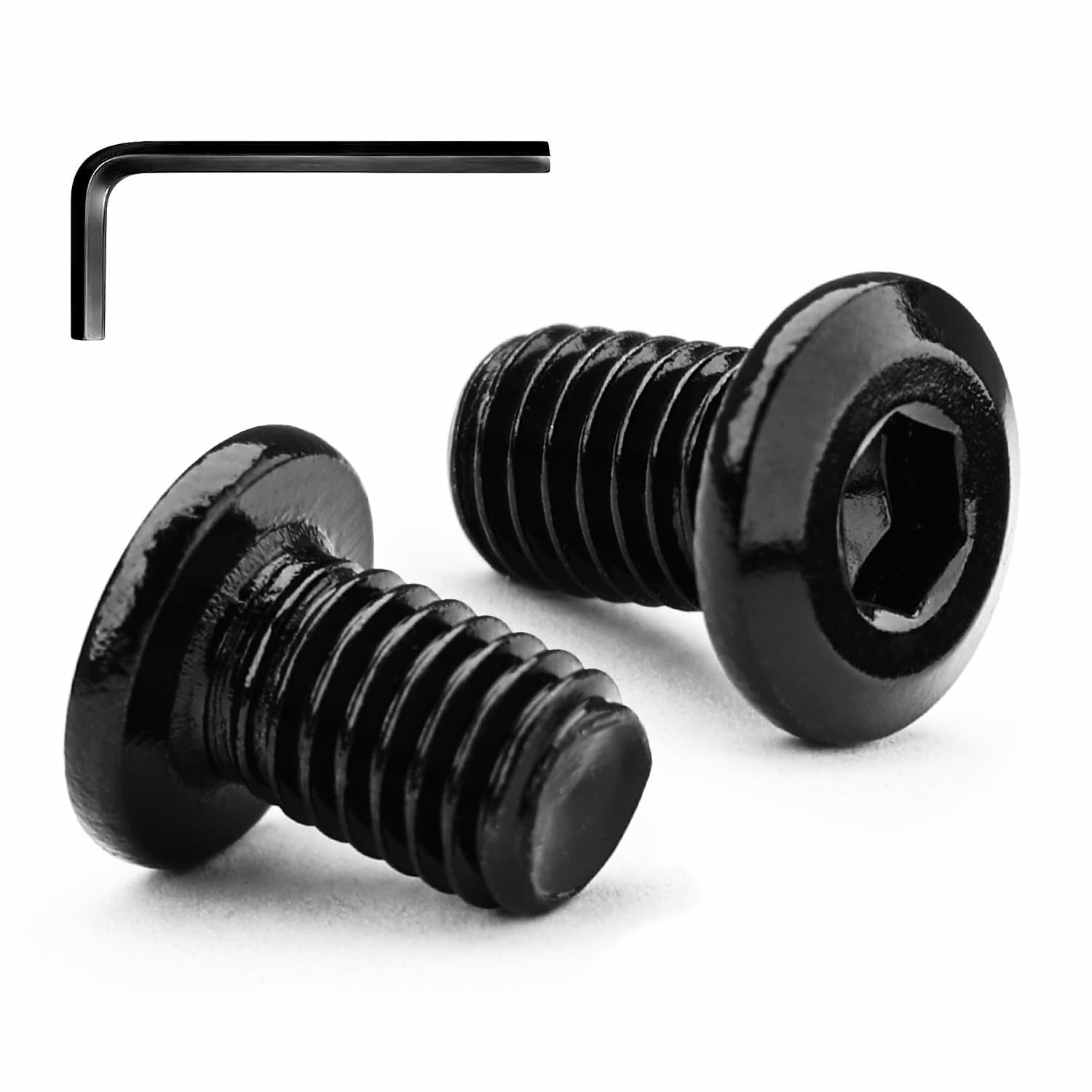 M8x12mm Hex Flat Head Socket,20Pcs M8 Bolts,Fully Thread 304 Stainless Steel Bolt,Furniture Screws Bolts,Black zinc plating,with Hex Key