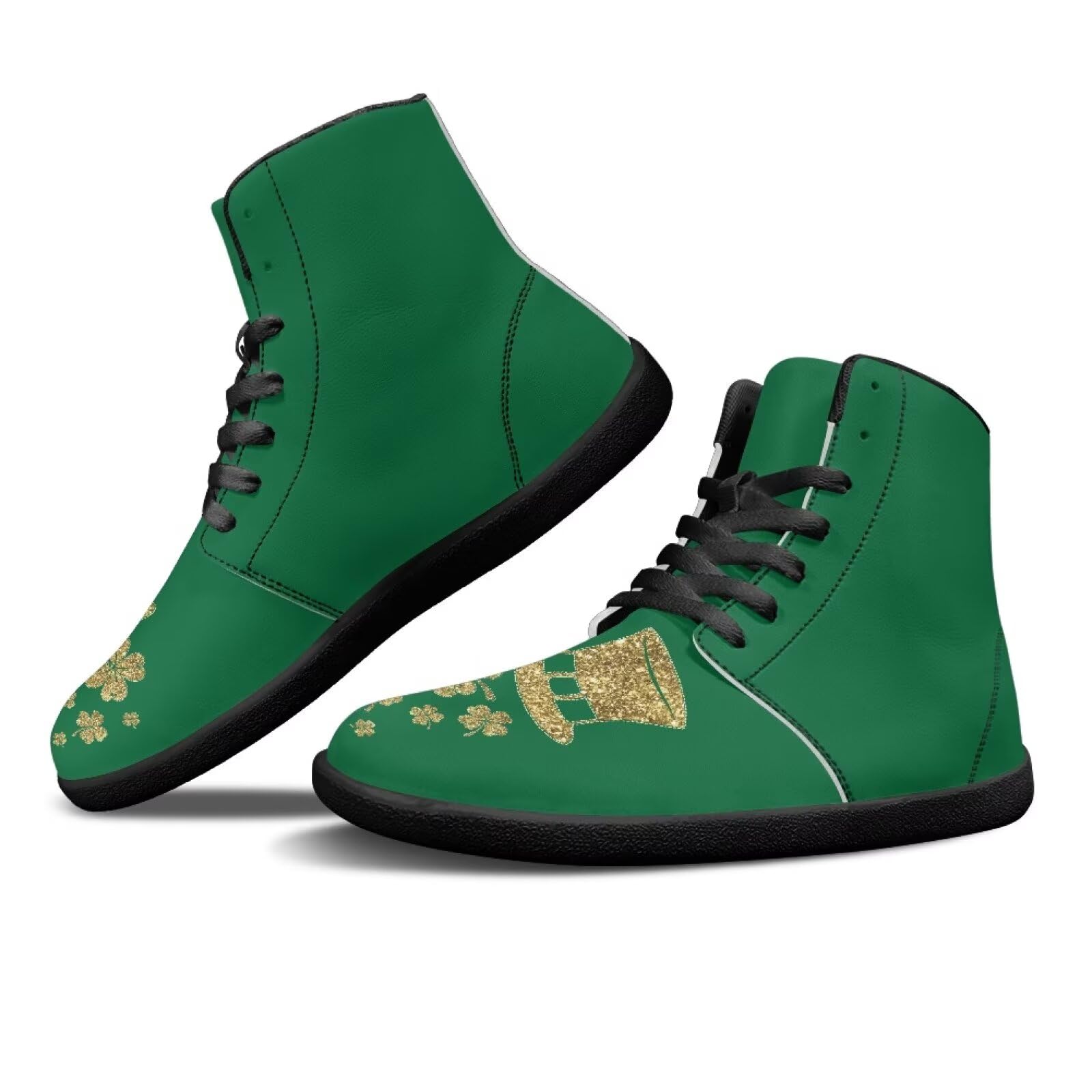 Fuxowvby St. Patrick's Day Barefoot Women Casual Wide Toe Zero Drop Non-Slip Lightweight Cozy Running Tennis Sneakers High Top Waterproof Athletic Outdoor Walking Sneaker for Women Black US 13.5