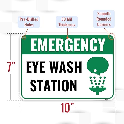 Miniatura 2 de Señal de estación de lavado de ojos de emergencia, 10.0 x 7.0 in, aluminio
