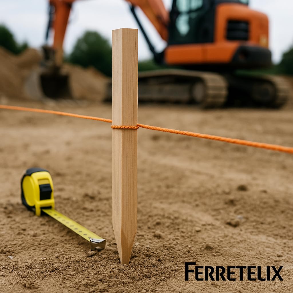 FERRETELIX® Paquete de 25 un Estacas de Madera 80 cms Largo 3 cms X 3 cms