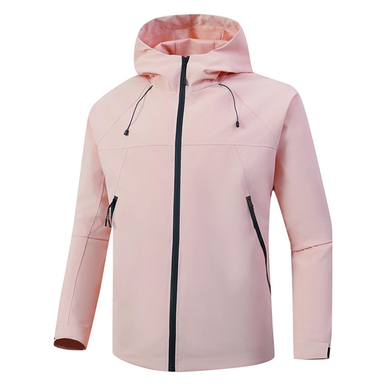 Generisch Chaqueta de punto para mujer, cortavientos, para mujer, abrigo softshell azul marino, Rosa., M