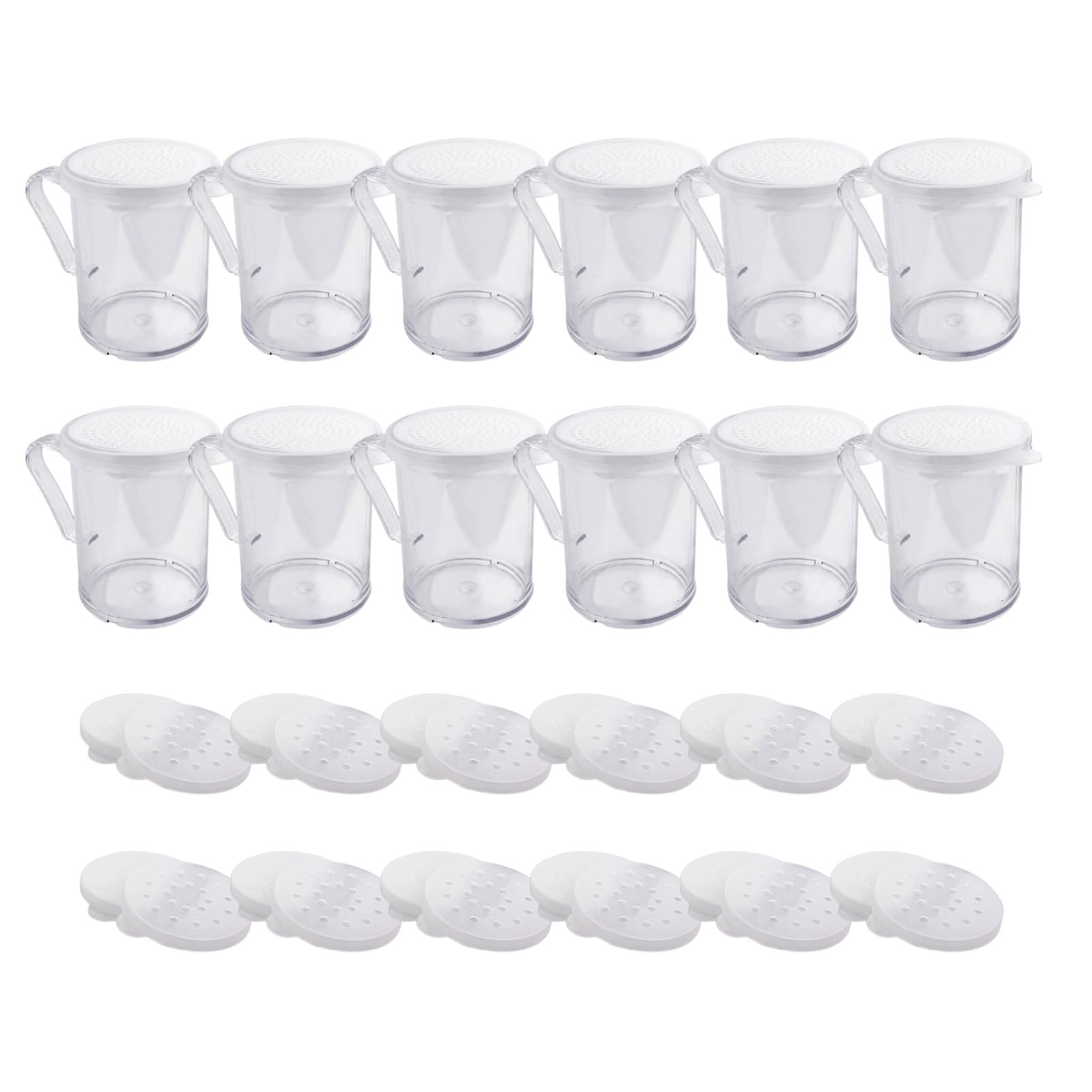 Yhplxyuus 12Pcs Clear Spices Sugar Storage Shaker Seasoning Dusters with Handle Transparents Flour Sifter Kitchen Supplies Baking Tool
