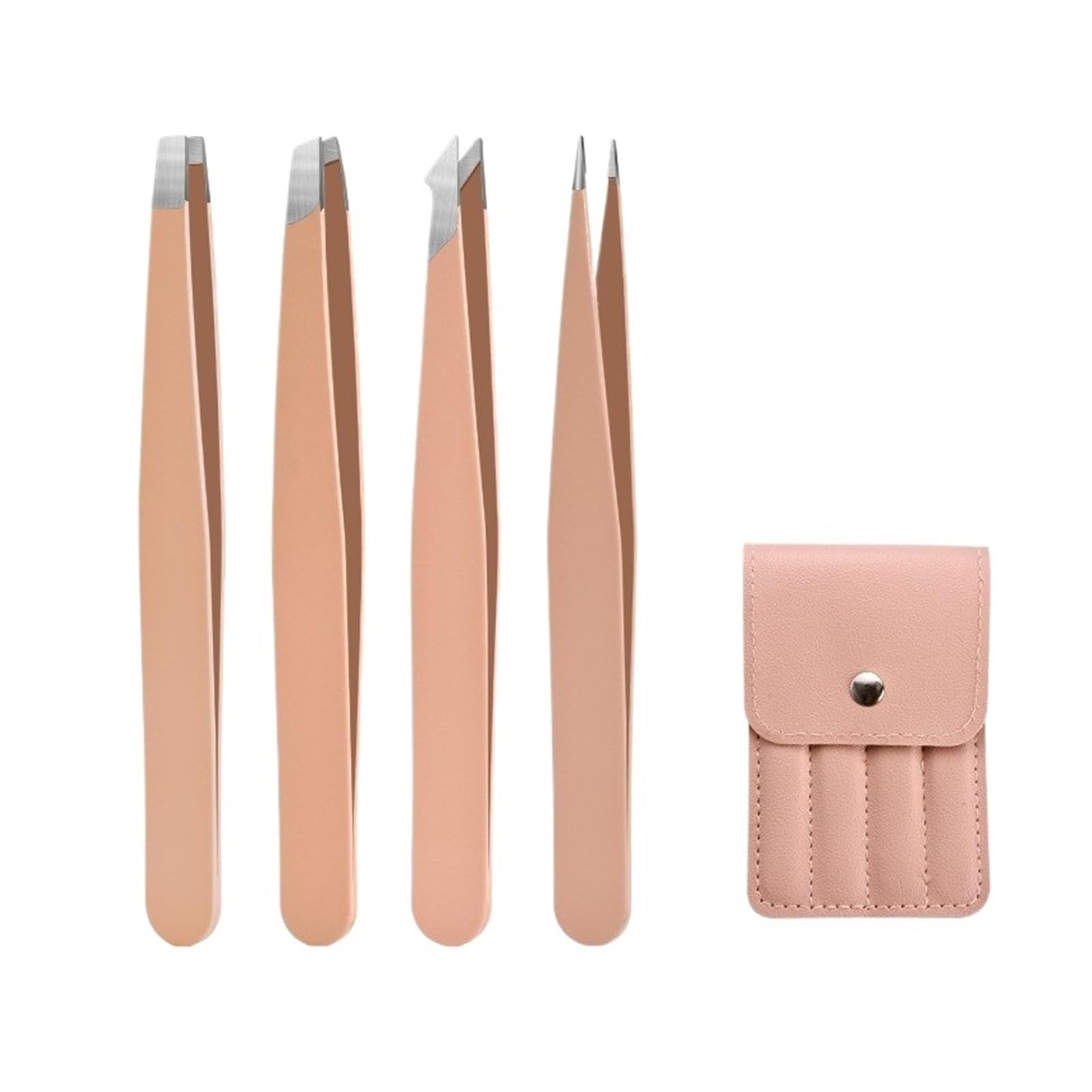 Zgxnyi Pink 4 Pcs Set Eyebrow Tweezers Eyebrow Tweezer 4Pcs Colorful Hair Beauty Fine Hairs Puller Stainless Steel Slanted Eye Brow Clips Removal Makeup Tools(Pink 4 Pcs Set)