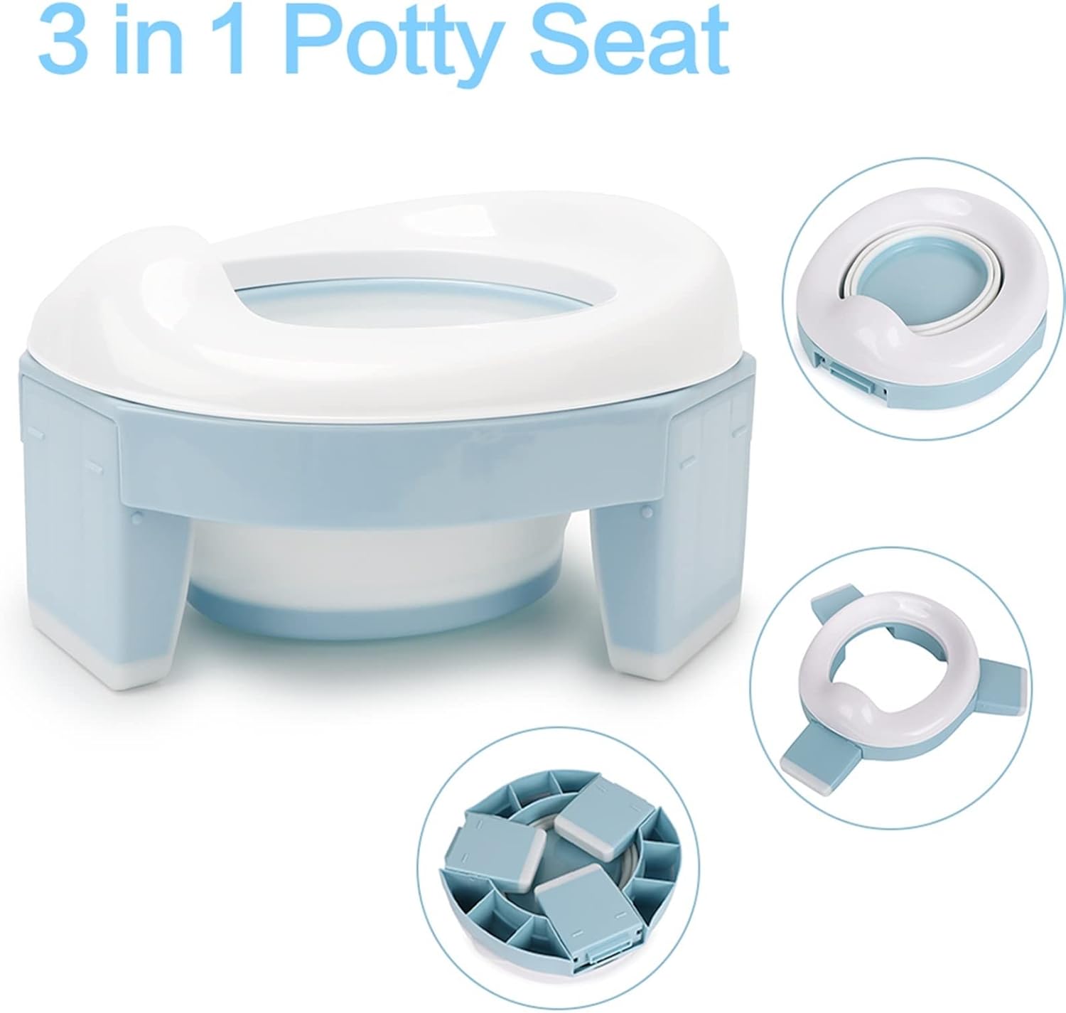 Portable Toilet Training Seat Foldable Children Multifunctional 3 in 1 Travel Toilet Seat for Toddler Travel Seat Potty(Pink)