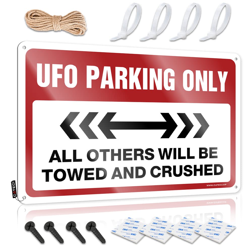 Wall Signs Custom Waterproof Artwork, Sweet Retro Print For Cafe Pub Mount | Waterproof Pre-drilled Custom Ufo Parking Only(20X30CM)