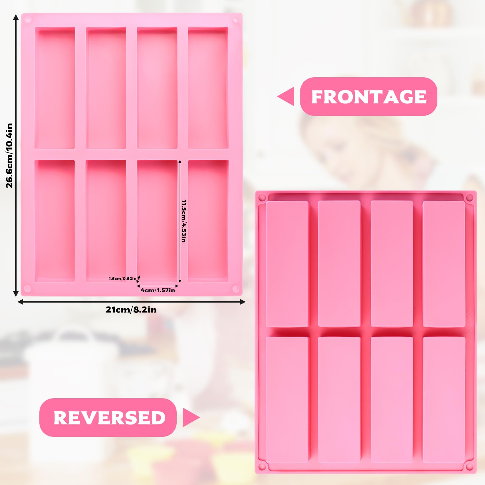 3 sztuki foremek do pieczenia batoników musli, prostokątna forma do pieczenia, 8 zagłębień, zestaw silikonowych foremek do pieczenia, nieprzywierająca, batonik energetyczny, silikonowa forma do ciast | Idealne do ciasteczek i serników, muffinek i batonikó