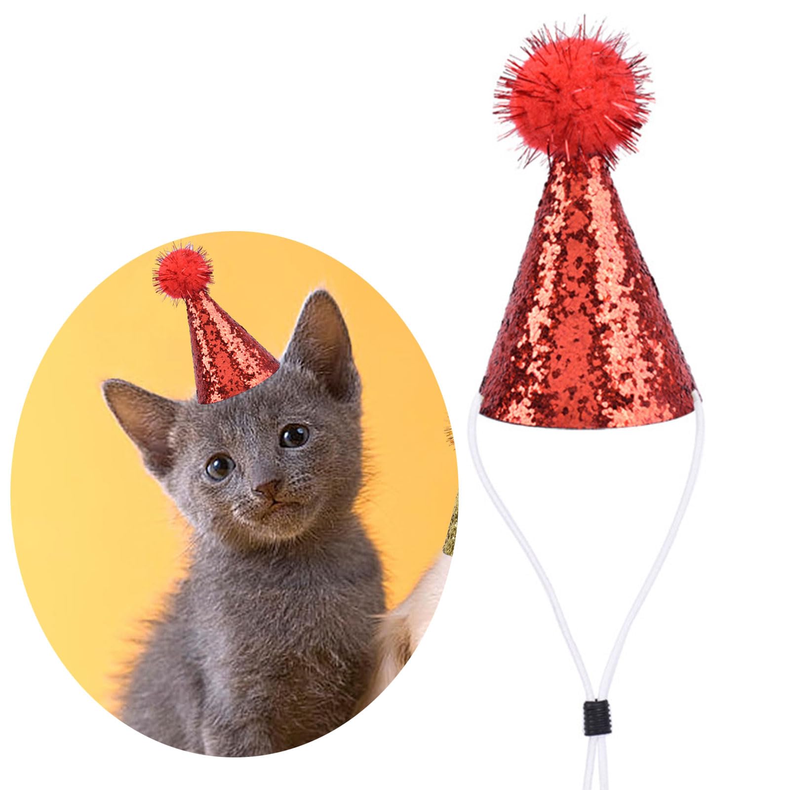 10er-Set Mini-Geburtstagshüte Für Hunde & Katzen – Bunt, Glitzernd, Verstellbar Mit Elastischem Band (ca. 7 X 8,5 Cm)