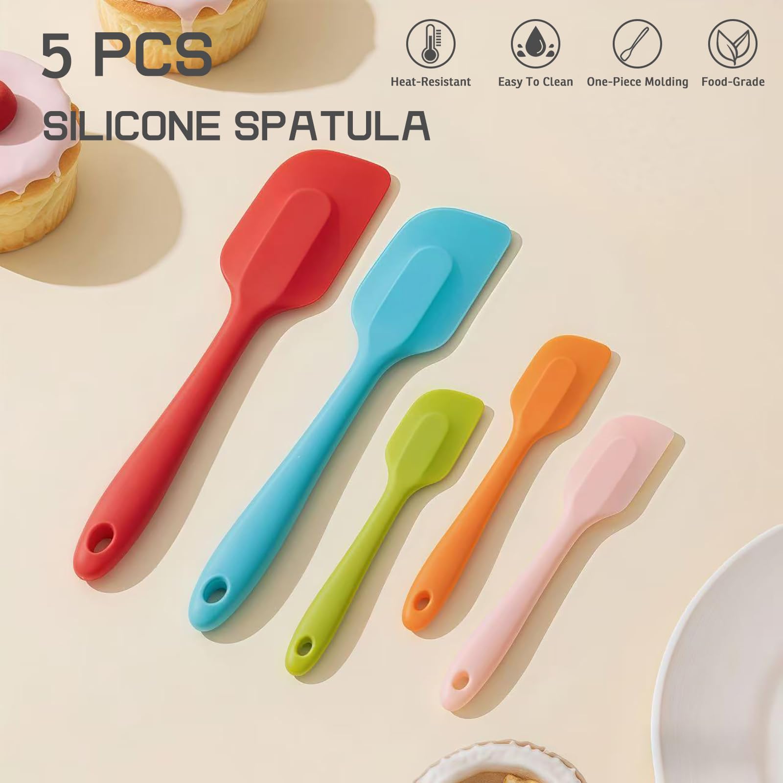 Espátula de silicona de 11 pulgadas y 8.3 pulgadas, resistentes al calor, juego de utensilios de cocina, antiadherentes, de goma flexible, para hornear, para pasteles, cremas, pasteles, 2