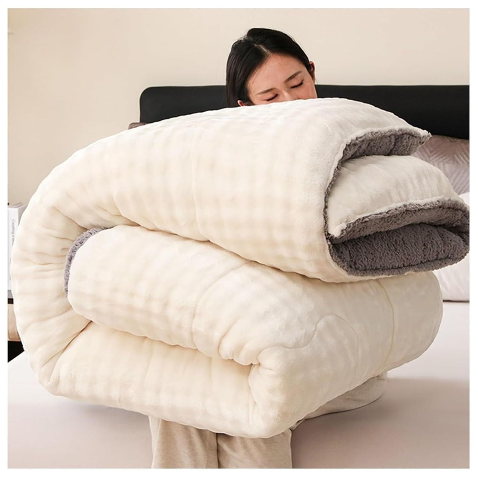 Super Warm Lamb Quilt Winter Blanket, Lamb Cashmere Warm Quilt Core Thickened Double-Sided Plush Comforter for Cold Weather(Color4,200x230cm(5KG))