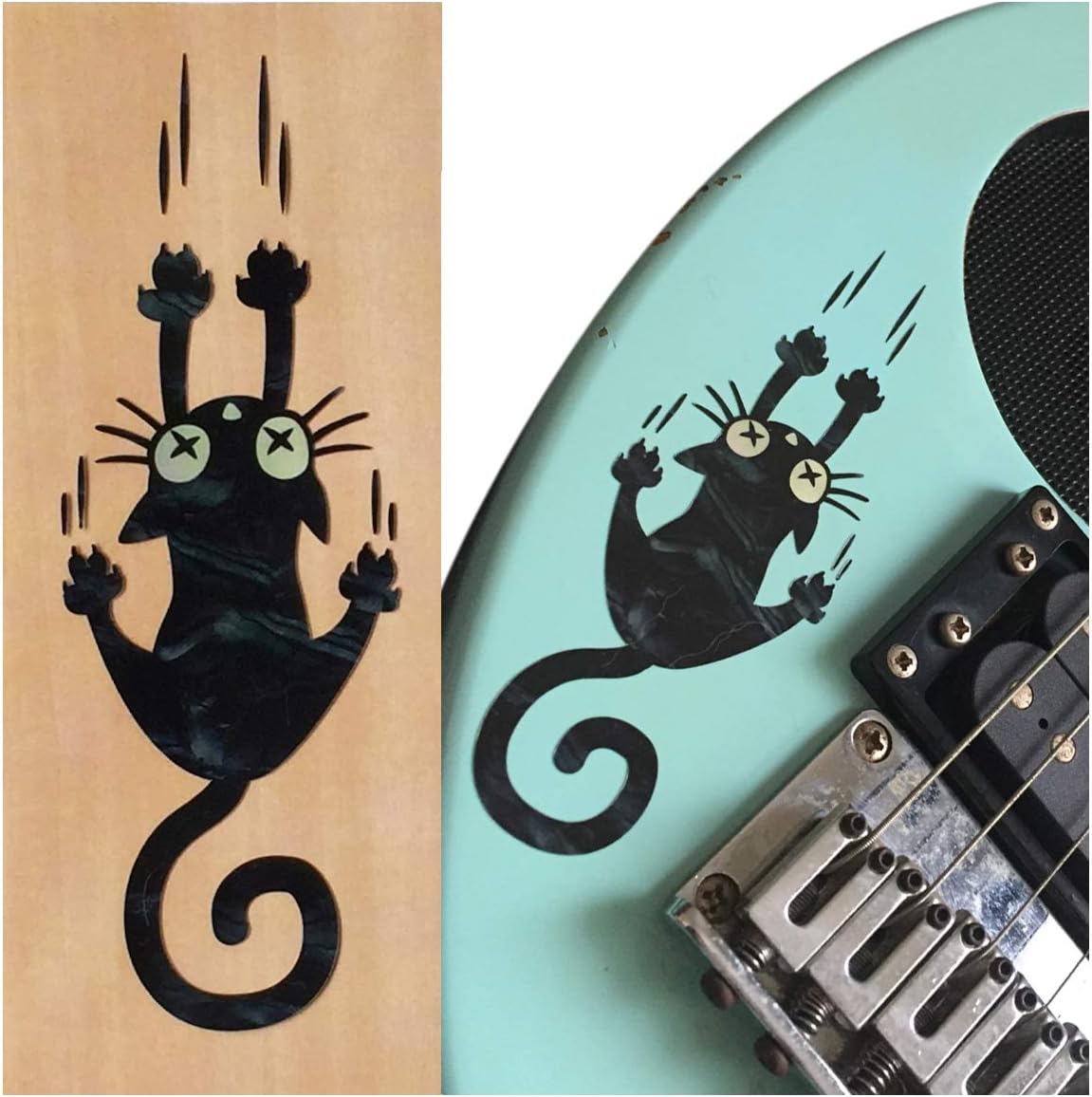 Inlay Sticker for Guitars & Bass - Ripping Slipping Cat - Black Pearl,B-300RC-BP