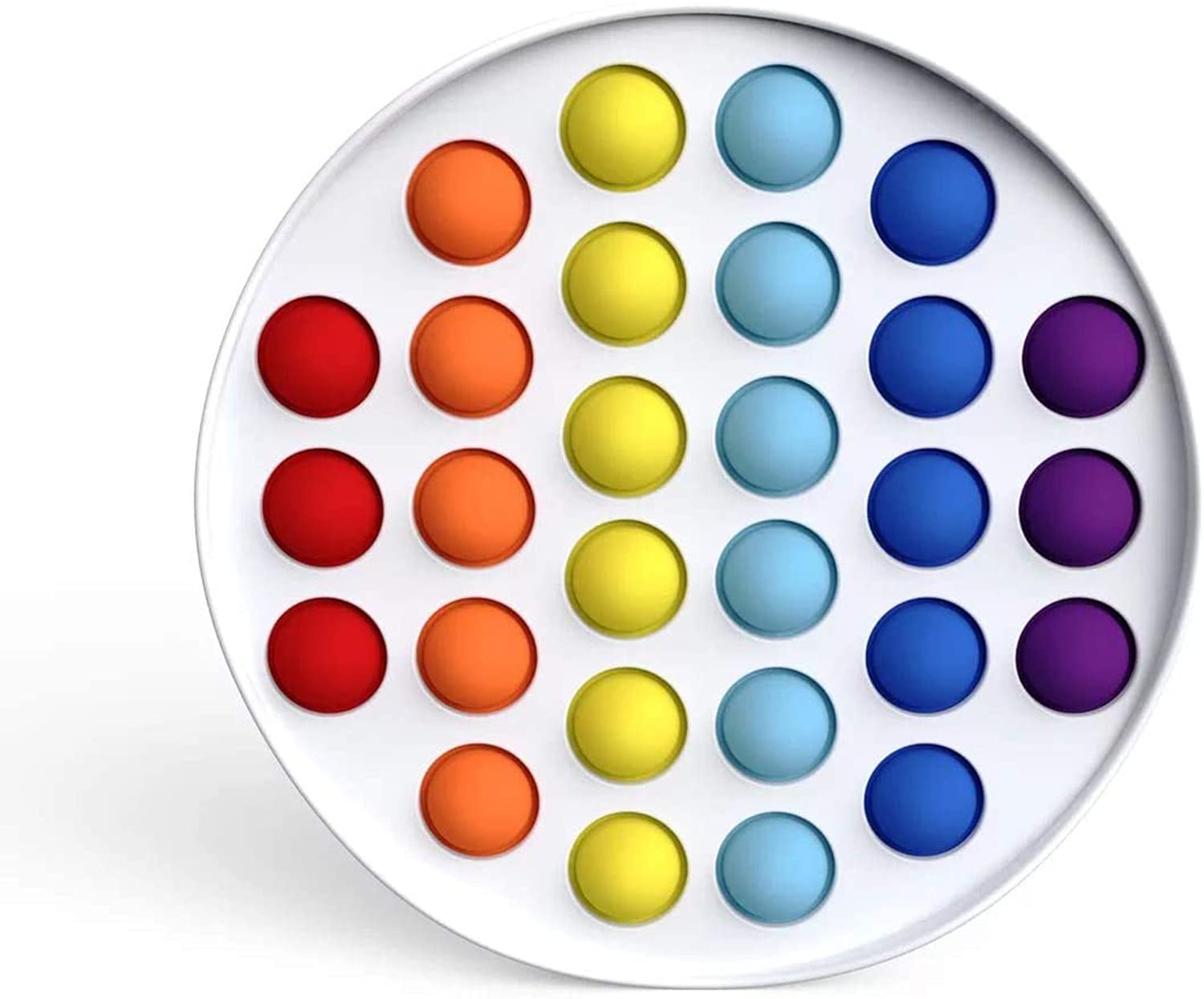 DELFINO Fidget Sensory Toys Stress Reliever Silicone Bubble Popper Soft Squeeze Toy Gifts, Anti-Anxiety Toys Gifts for Adults Kids Women Desktop Game Toy for Autism Needs (Dotted Circular Rainbow)