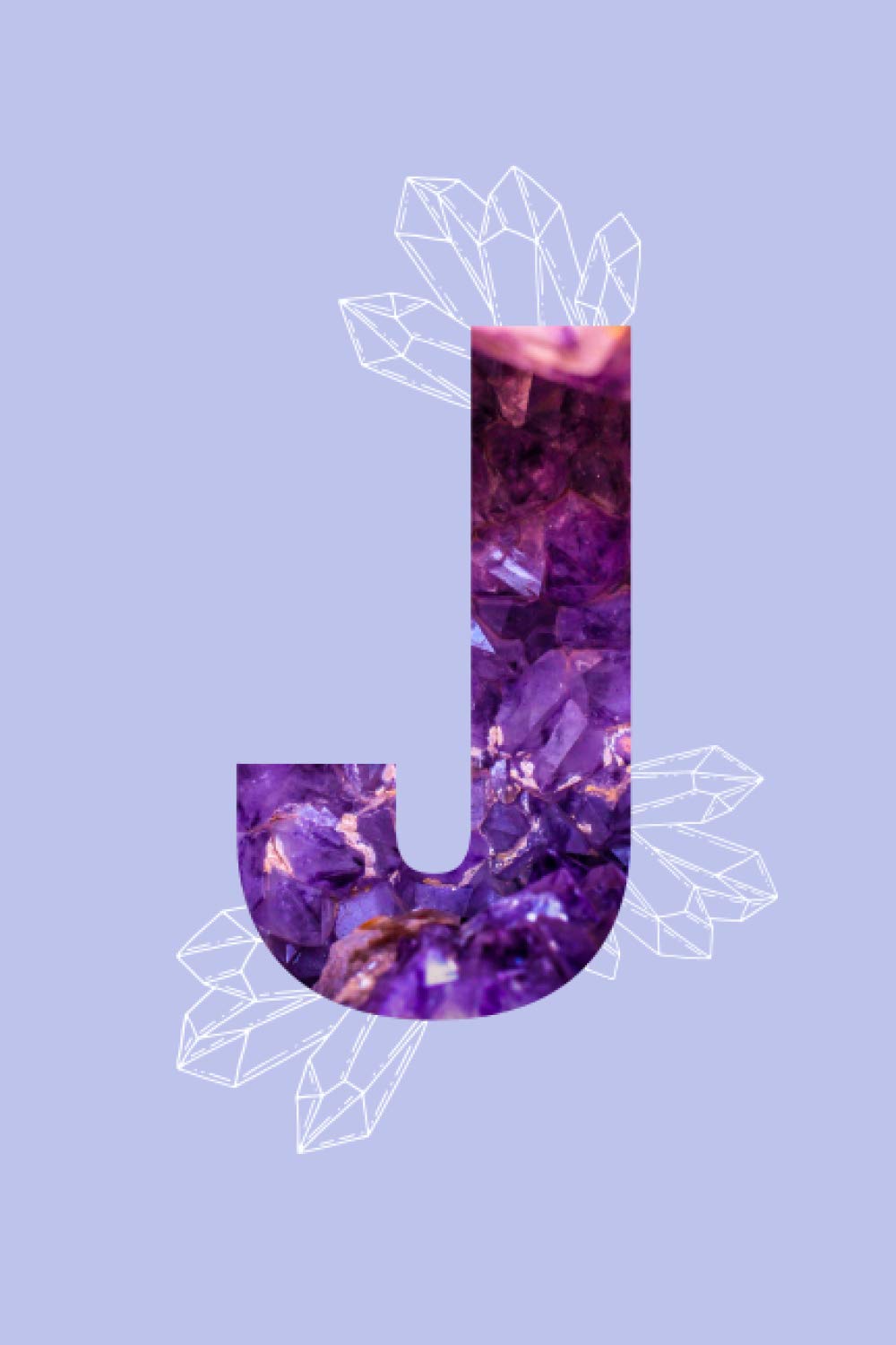Amethyst Alphabet Letter ‘J’ Notebook: Purple Monogrammed Gemstone Crystal Notebook ; 6" x 9" inches white lined Journal Pages (Amethyst Alphabet Notebooks)
