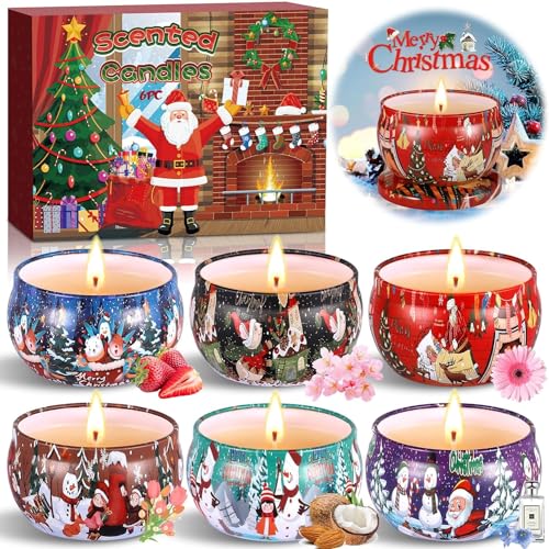 MTINRNI Candele Profumate Natalizie,6 Set Regalo di Candele Profumate,Naturale Candele di Soia,Decora il Natale Compleanno La Festa Nuziale,Regalo per Mamma Candele Set. (6)