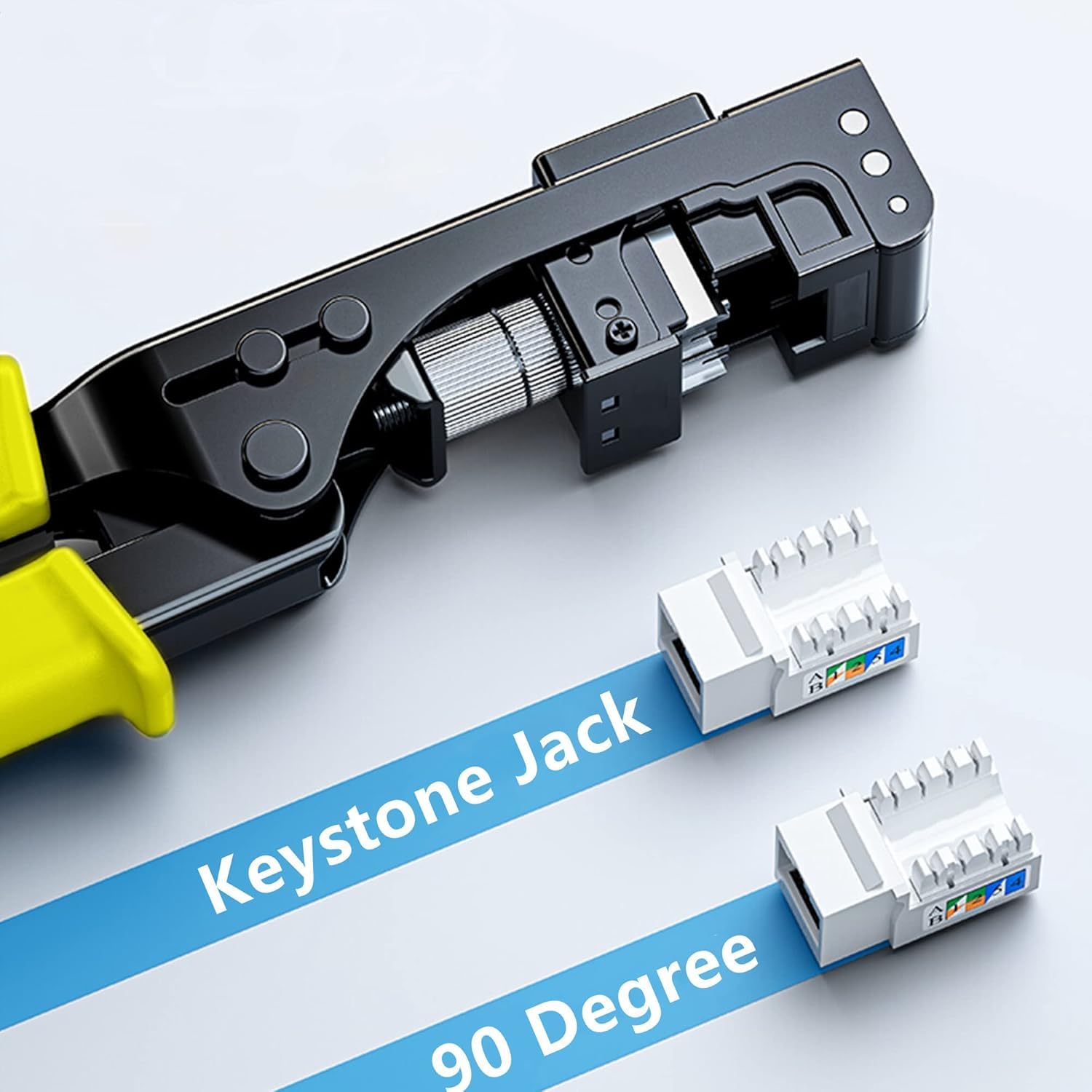 Outils Keystone Pour Terminaison De Vitesse CoudéE, Pince à Sertir Rj45 Outil De PoinçOnnage Keystone Jack 90°/180 °, Outil De Terminaison De Vitesse Coudé Pour Modules RéSeau Cat5 Cat6