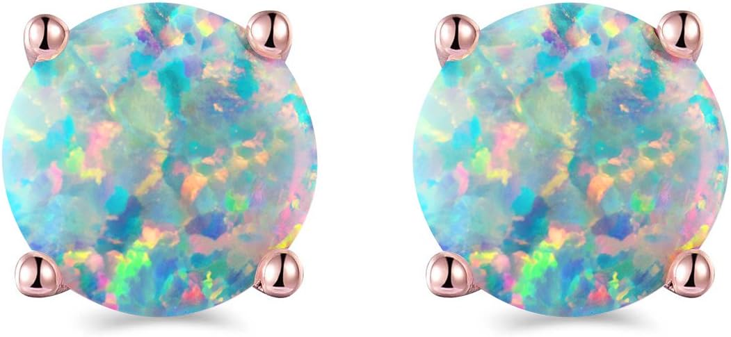 8mm rose gold opal stud