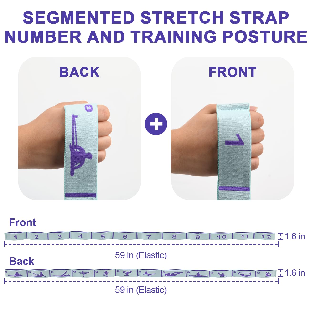 CEILIWEN - Fascia elastica per yoga e stretching, con passanti, per fisioterapia, pilates, esercizi elastici, per esercizi di stretching delle gambe, fasce elastiche per esercizi