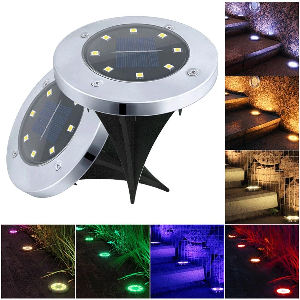 Condition photo showing New/Like New for 8 led solar spotlights waterproof outdoor in-ground lights driveway bridge ground lights (color : blue light) (color : blue light)