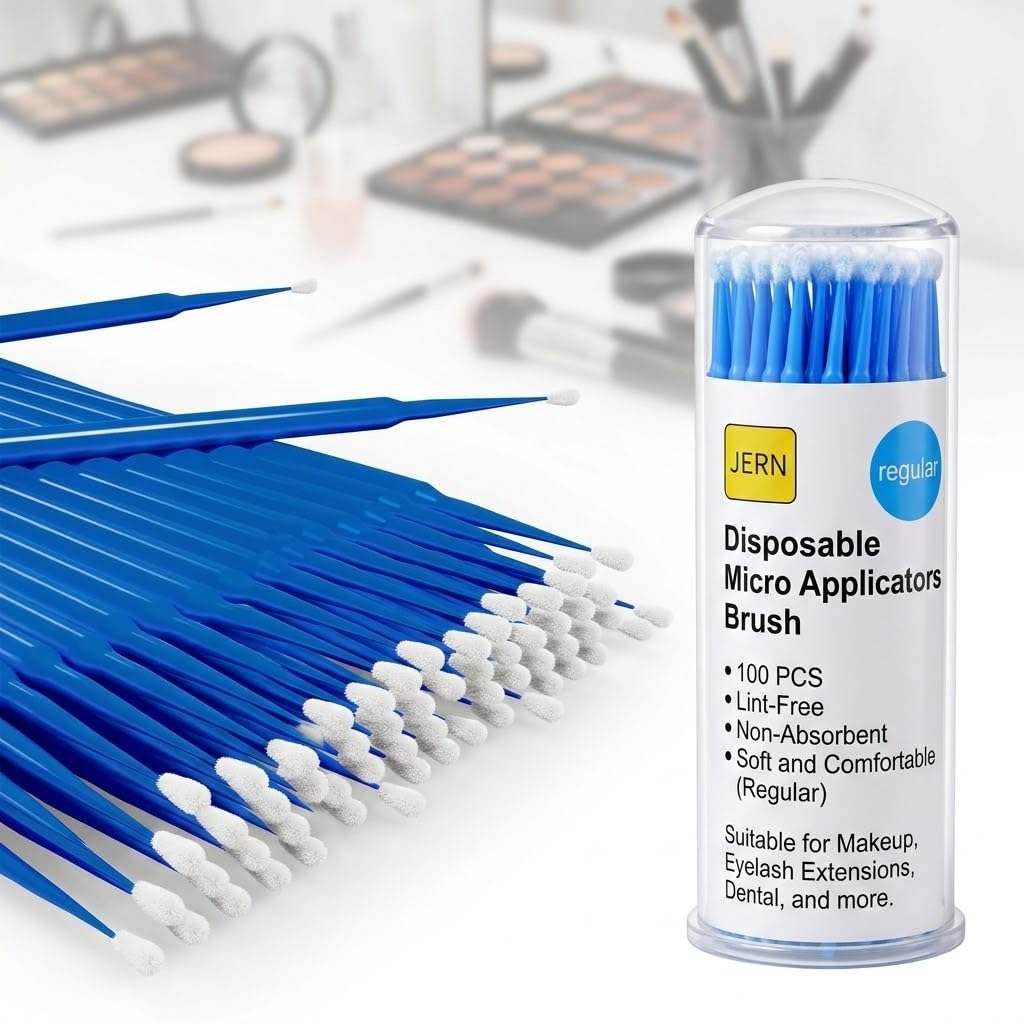 JERN Disposable Micro Applicators Brush, 100 PCS, Bendable and Breakable, Lint-Free, Non-Absorbent, Soft and Comfortable, for Makeup, Eyelash Extensions, Dental, Oral Care (Regular)-image-10