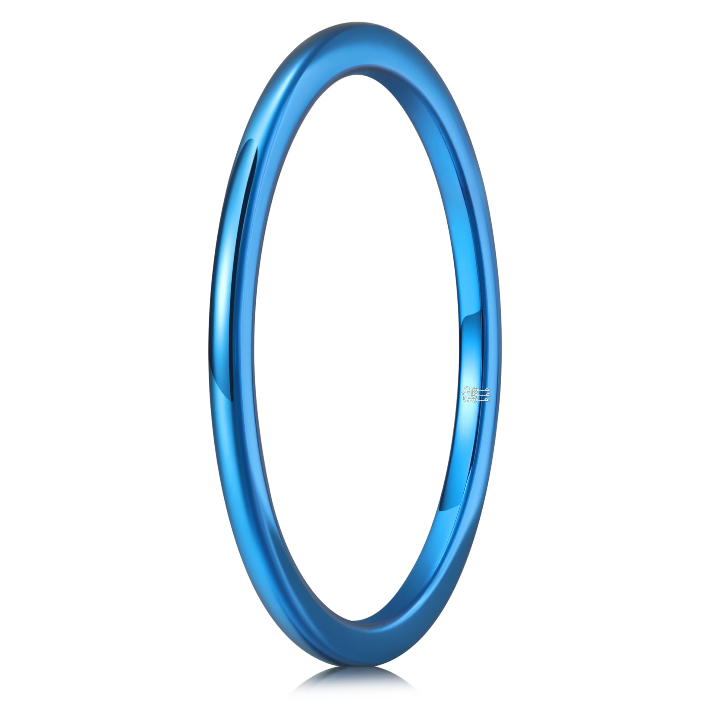 Three Keys Jewelry1mm Blue Plated Basic Tungsten Carbide High Polished Wedding Band Engagement Ring for Women Comfort Fit Simple Unisex