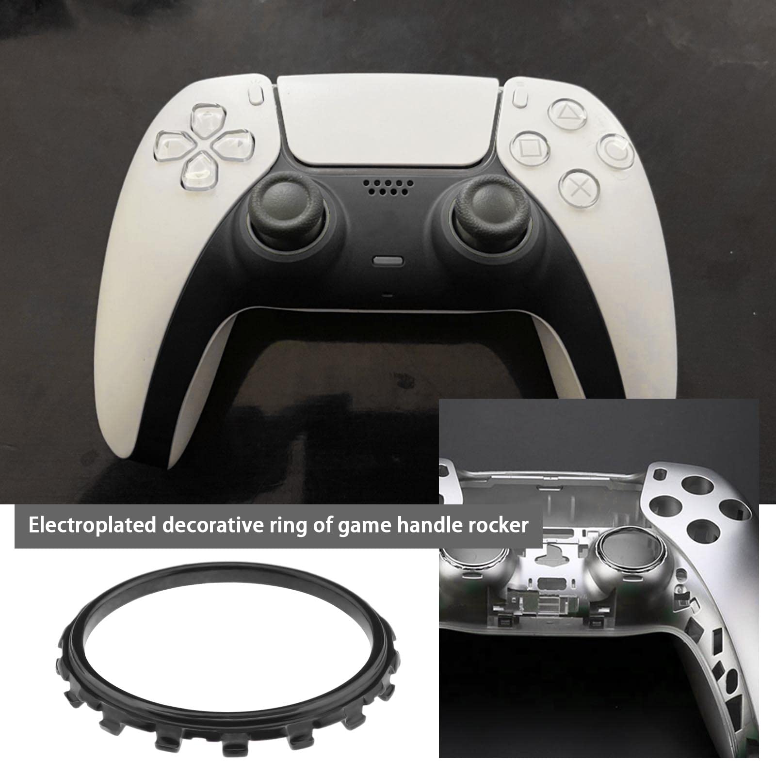 SG Store Anneaux d'accent Compatible avec PS5 Contrôleur Remplacement Anneaux de Garniture de Bâton Analogique de 22mm avec Outil à Coque Ouverte Noir, Contrôleur Non Inclus