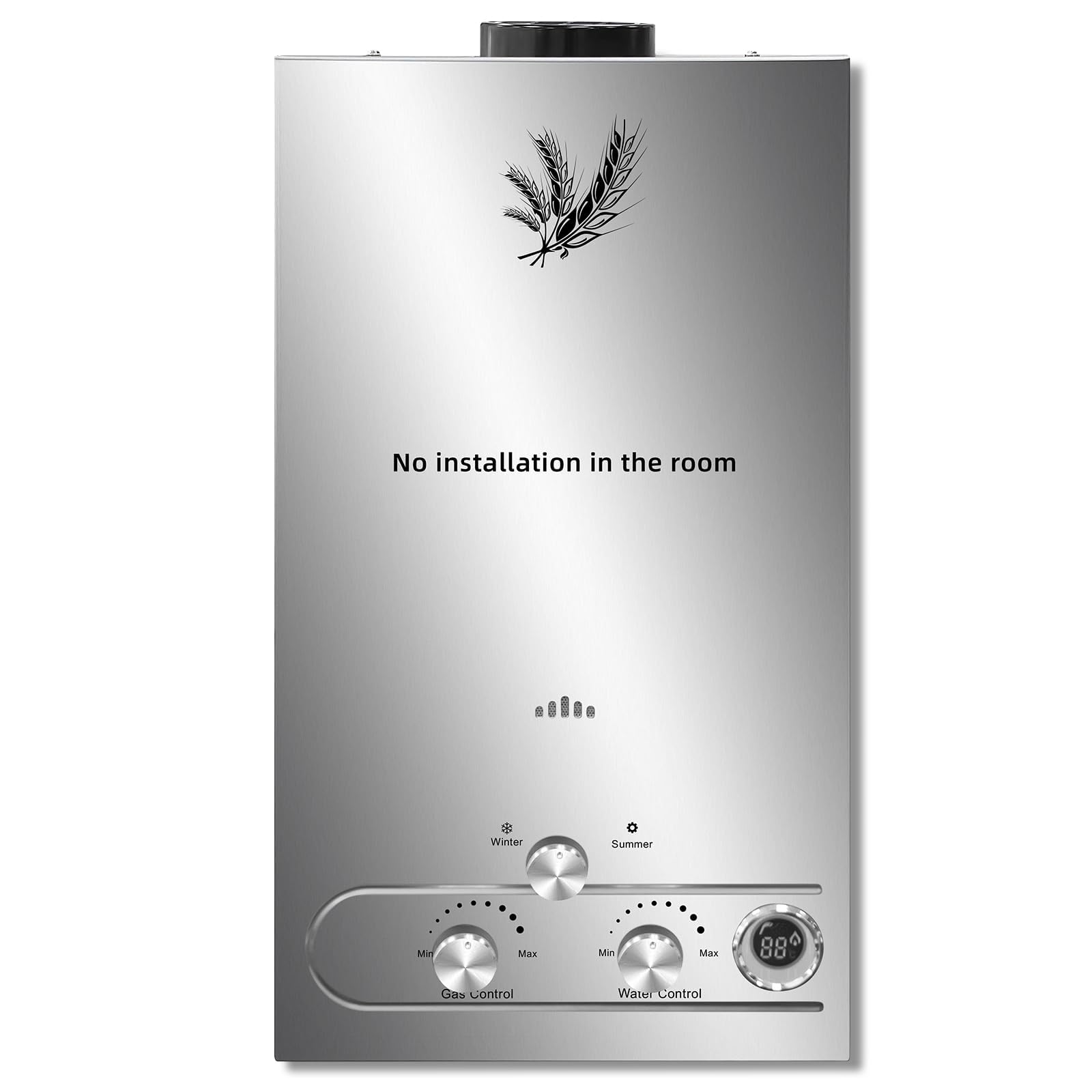 Calentador de Agua Instantáneo GLP 12L 24kW Portátil, Compatible Propano y Butano, Modos Verano e Invierno, Acabado Blanco, para Baño, Ducha Exterior y Camping