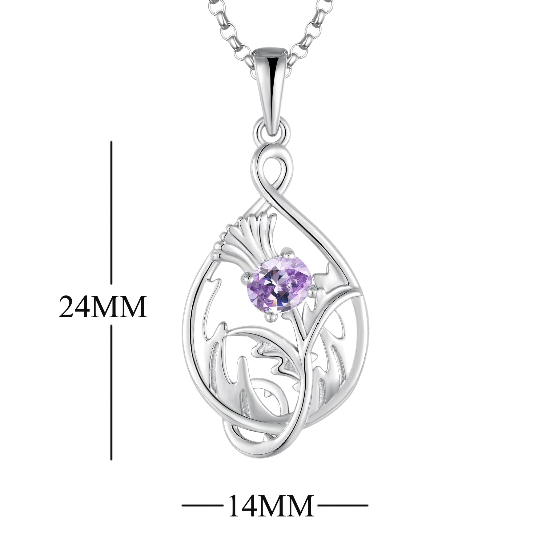 JO WISDOM Damen Halskette Schottische Distel Silber 925,Kette Anhänger Schottland Blume Outlander Schmuck,Schmuck für Frauen
