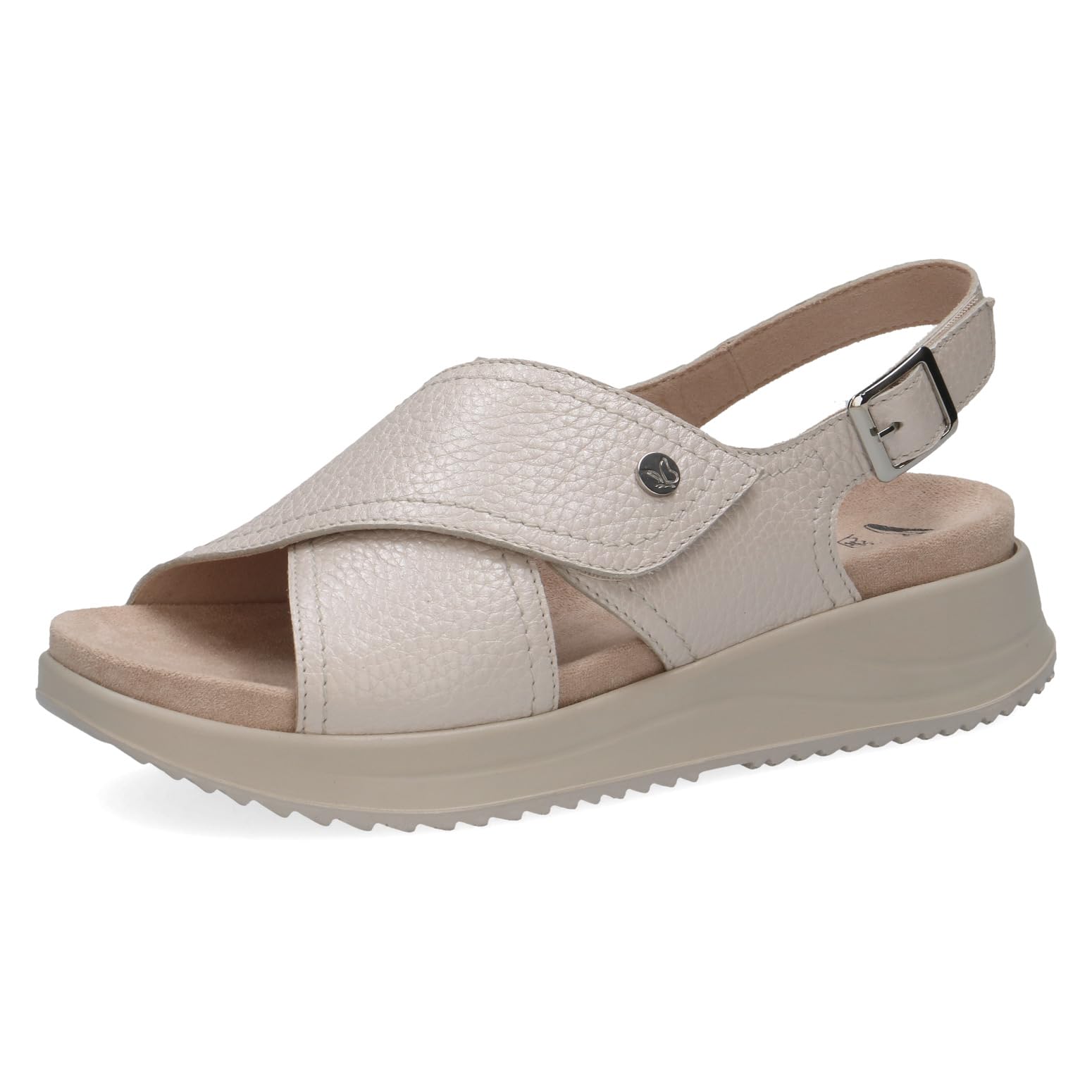 Caprice women's flat sandal in leather, White (PEARL PERL DEE), 6.5 UK